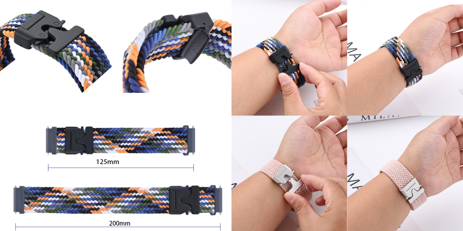 Image of ACM Watch Strap Woven Braided Clipper for Fire-Boltt Cobalt Bsw182 Smartwatch Black Smart Watch Strap