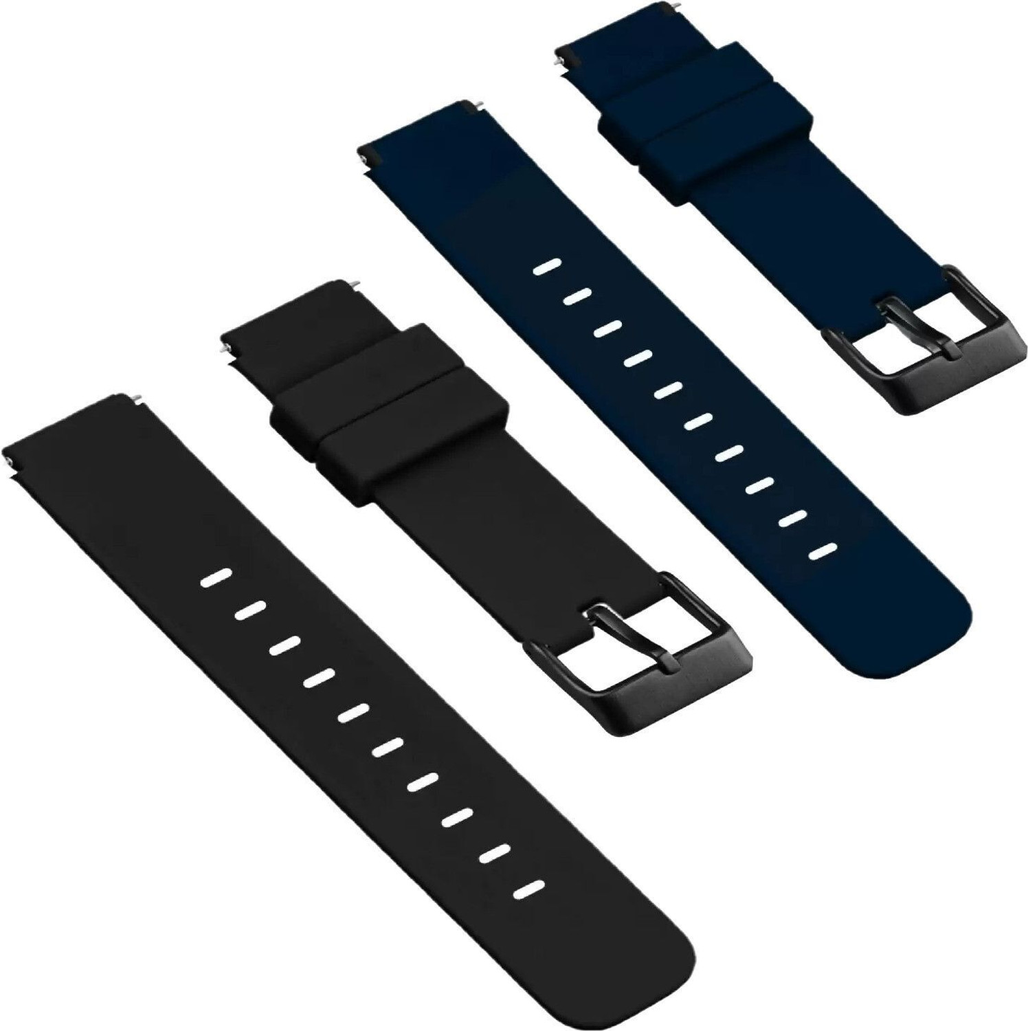 Image of GRAF 19mm soft silicon smart watch belt strap with classic black buckle (pack of 2) 19 mm Silicone Watch Strap
