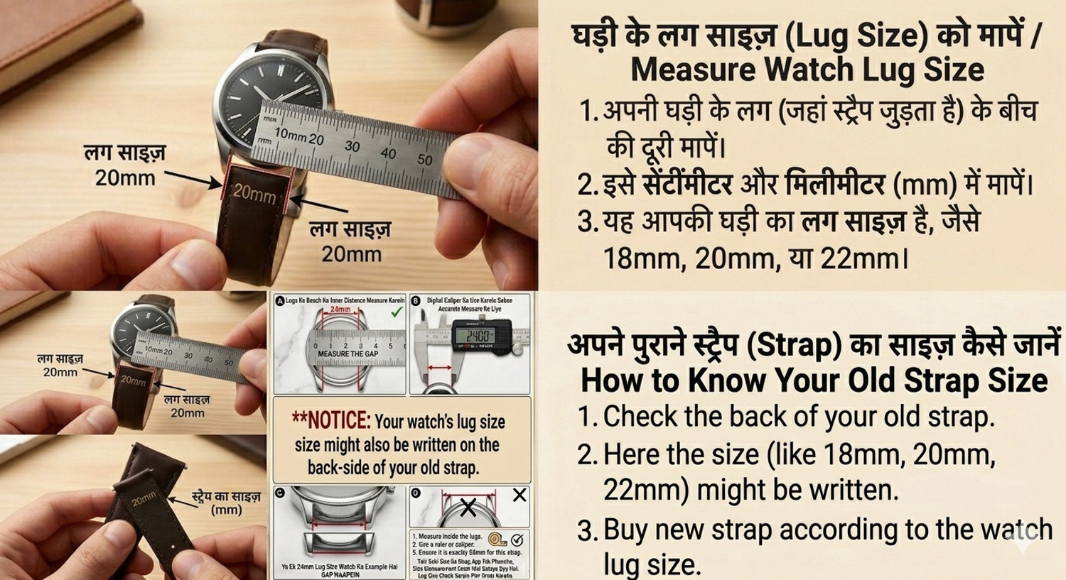 Image of K&T Creation's Leather Watch Strap 20 mm Genuine Leather Watch Strap