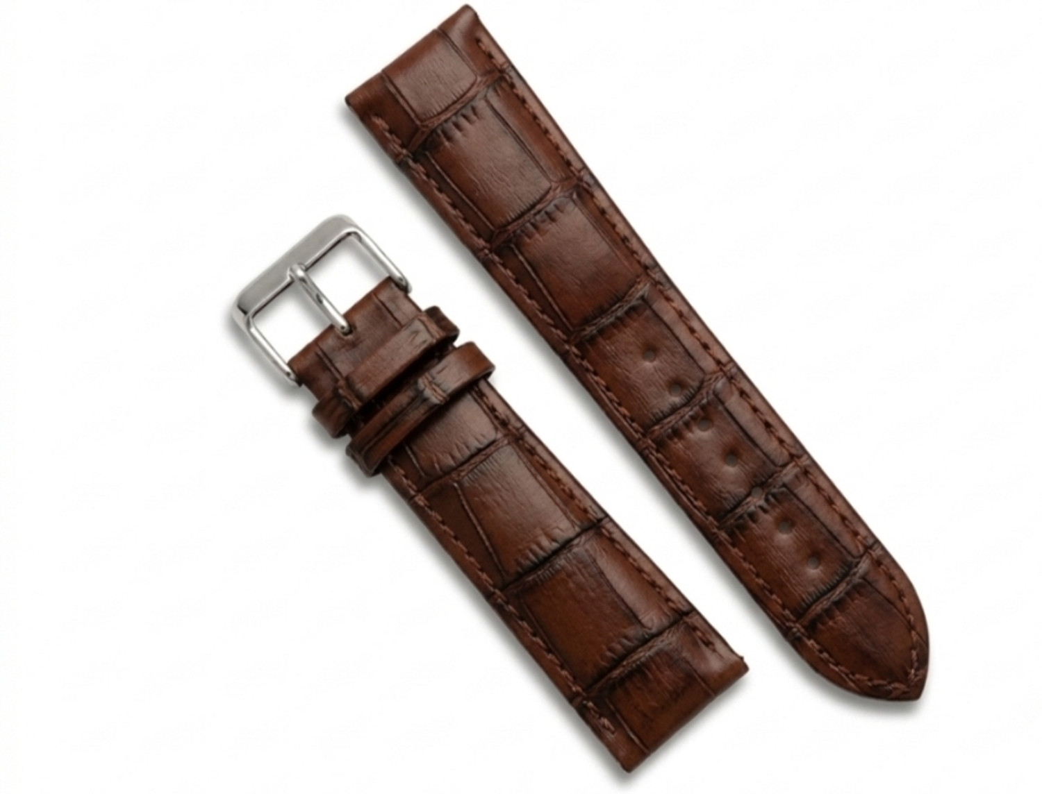 Image of RStraps 22mm Premium Dark Brown Croc Pattern Leather Watch Strap for Premium Watches 20 mm Genuine Leather Watch Strap