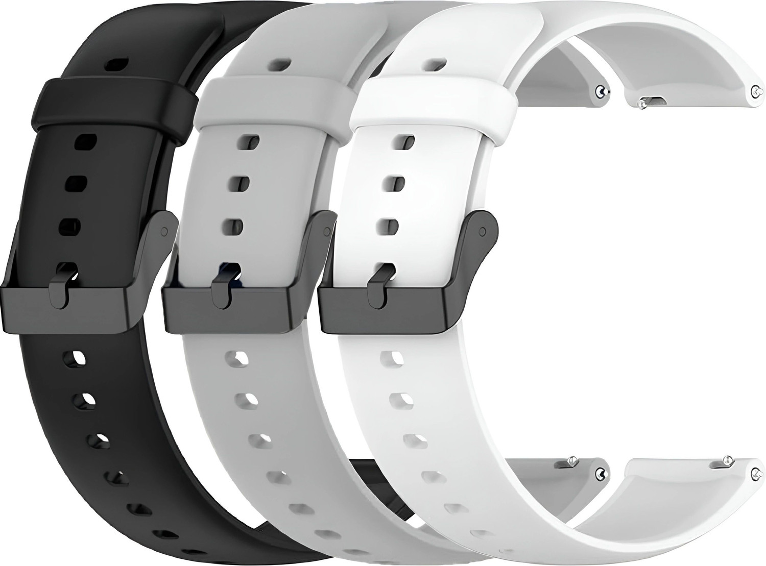 Image of TRENDINGVIEW Soft Silicone 20mm Belt Strap for Smartwatches with Black Buckle (Pack of 3) 20 mm Silicone Watch Strap