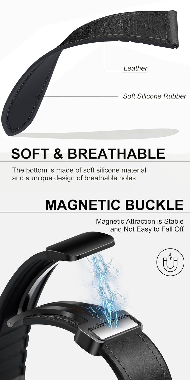 ACM Watch Strap Leather Magnetic Silicone for Zebronics Zeb