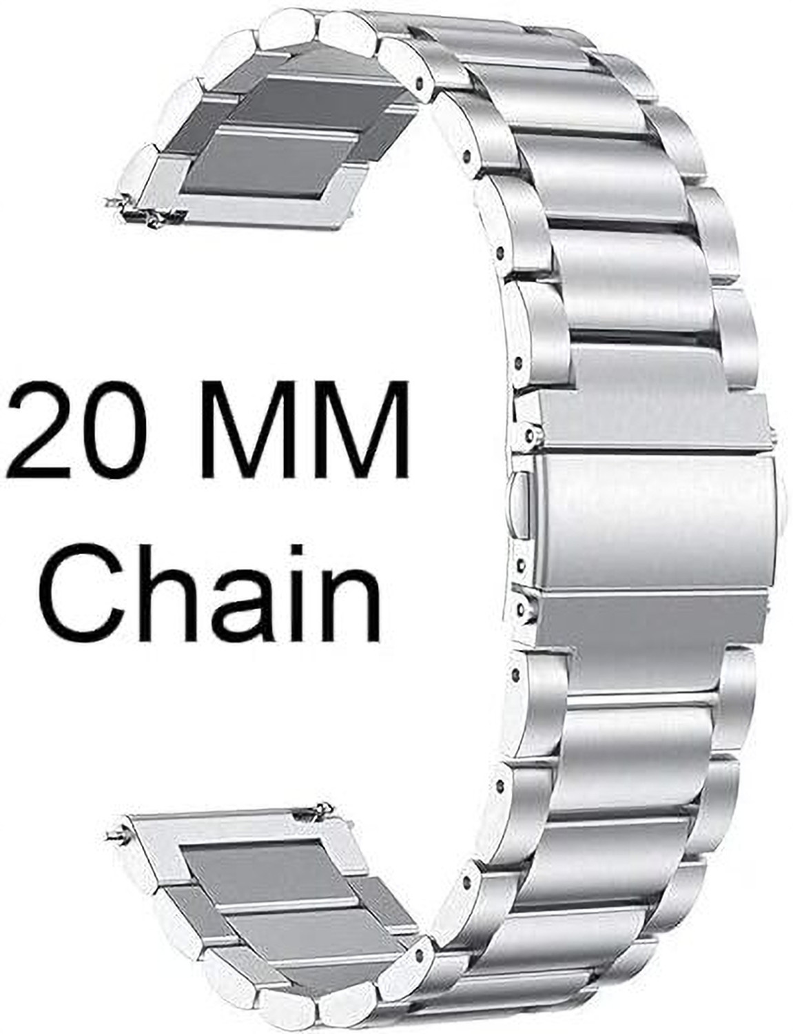 Image of MOBRISTA 20mm Stainless Steel Chain Watch Strap with Magnetic Buckle 20 mm Metal Watch Strap