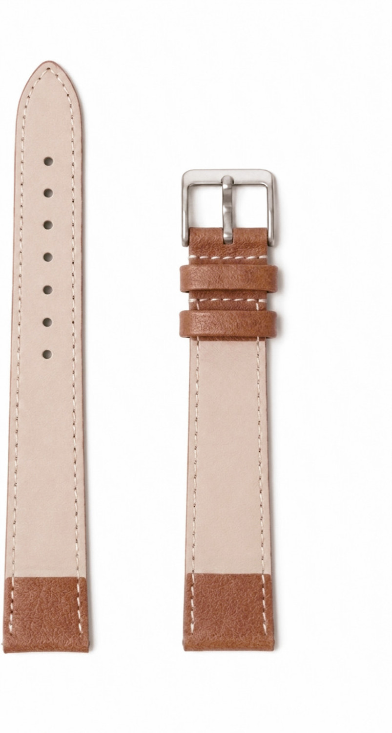 Image of ShreejiShyam Classic 14mm Brown Leather Watch Strap | Comfortable Watch Belt for Men & Women 14 mm Genuine Leather Watch Strap