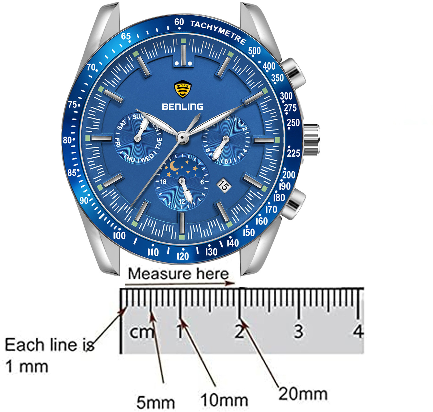 Image of Benling Metal Chain Strap 22 mm Stainless Steel Watch Strap