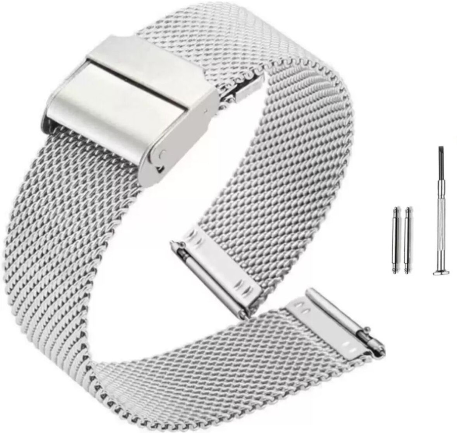 Image of Bharasoft [MS] STAINLESS STEEL MESH WATCH STRP WITH TOOL 20 mm Stainless Steel Watch Strap