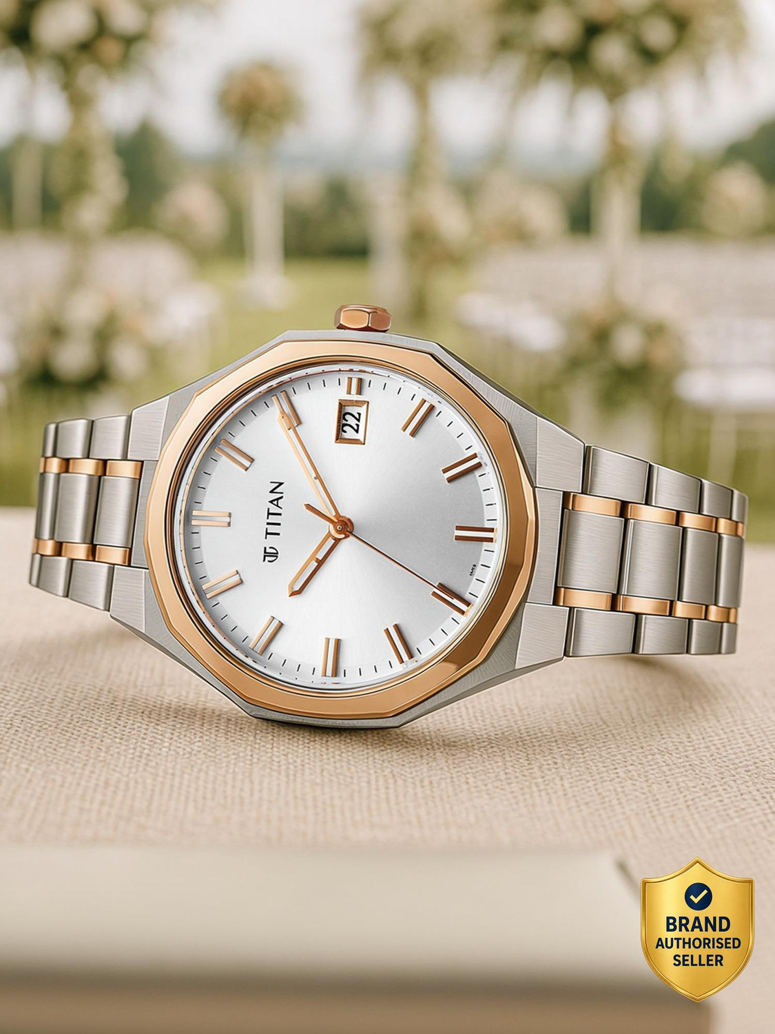 Image of Titan Dodecagon Titan Dodecagon Quartz Silver Round Dial Men's Watch / Analog Watch - For Men