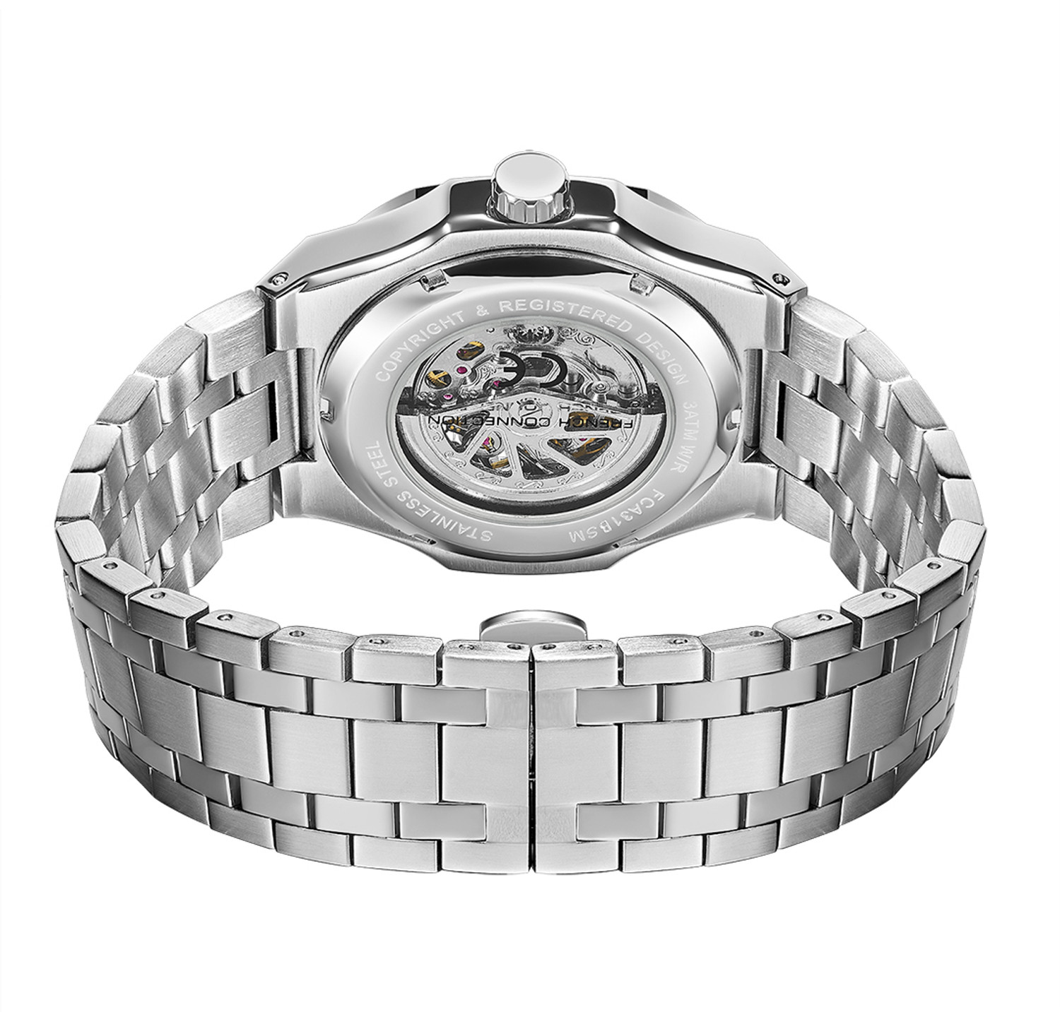 Image of French Connection French Connection Skeleton Dial Stainless Steel Automatic Watch for Men Analog Watch - For Men