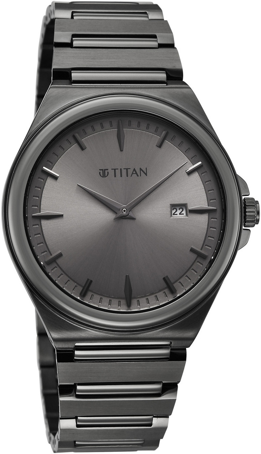 Image of Titan Titan Classique sleekfit Classique sleekfit 2 Hands + Date@3H Gun Dial IPGun Color Strap Analog Watch - For Men
