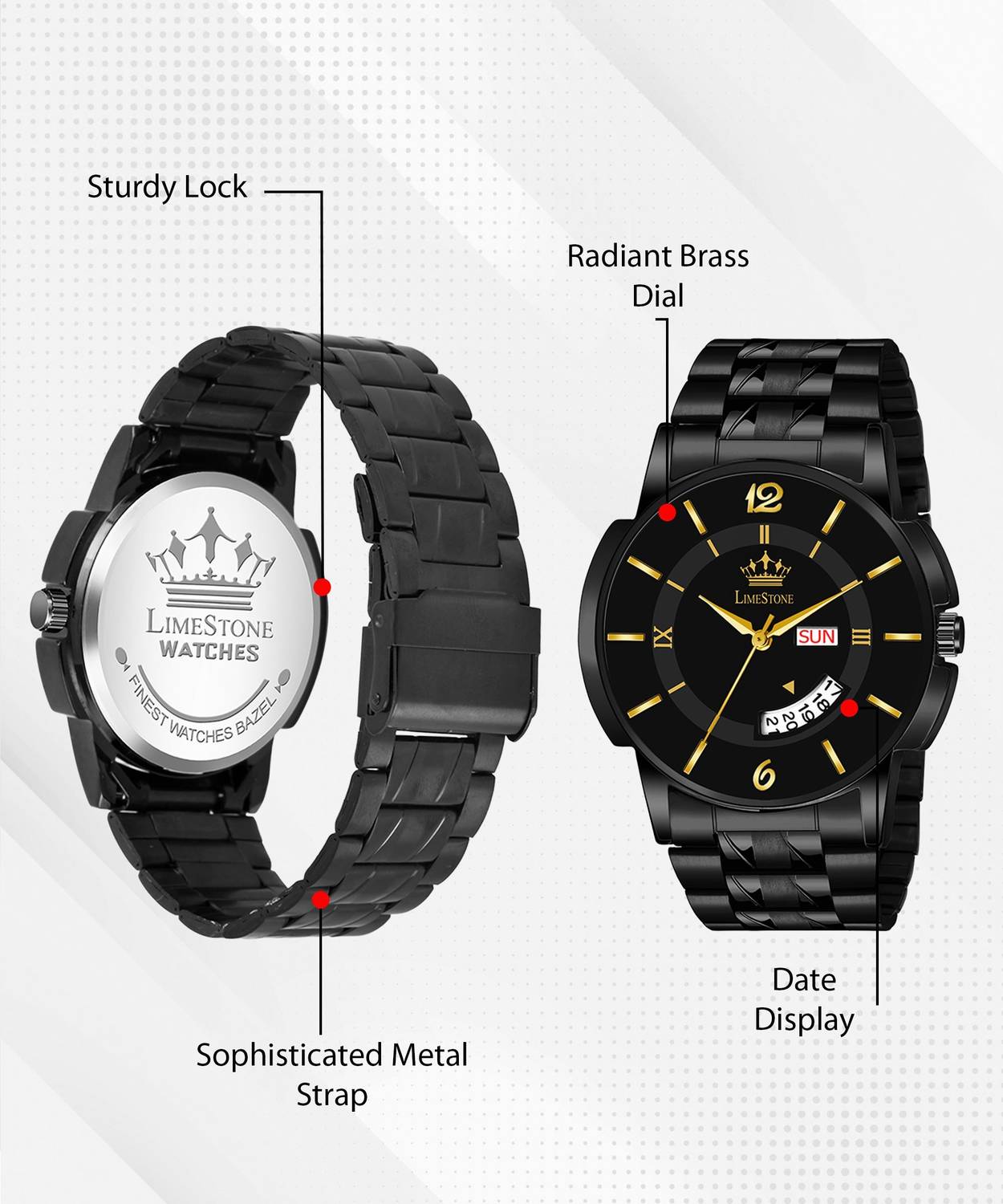 LIMESTONE All Black Day & Date Quartz Watch - Men - Image 2