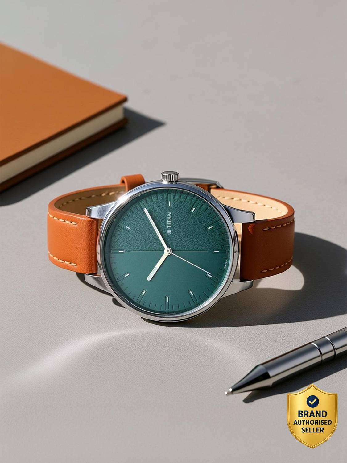 Titan 2648SL01 Titan Workwear Teal Green Dial Tan LeatherStrap