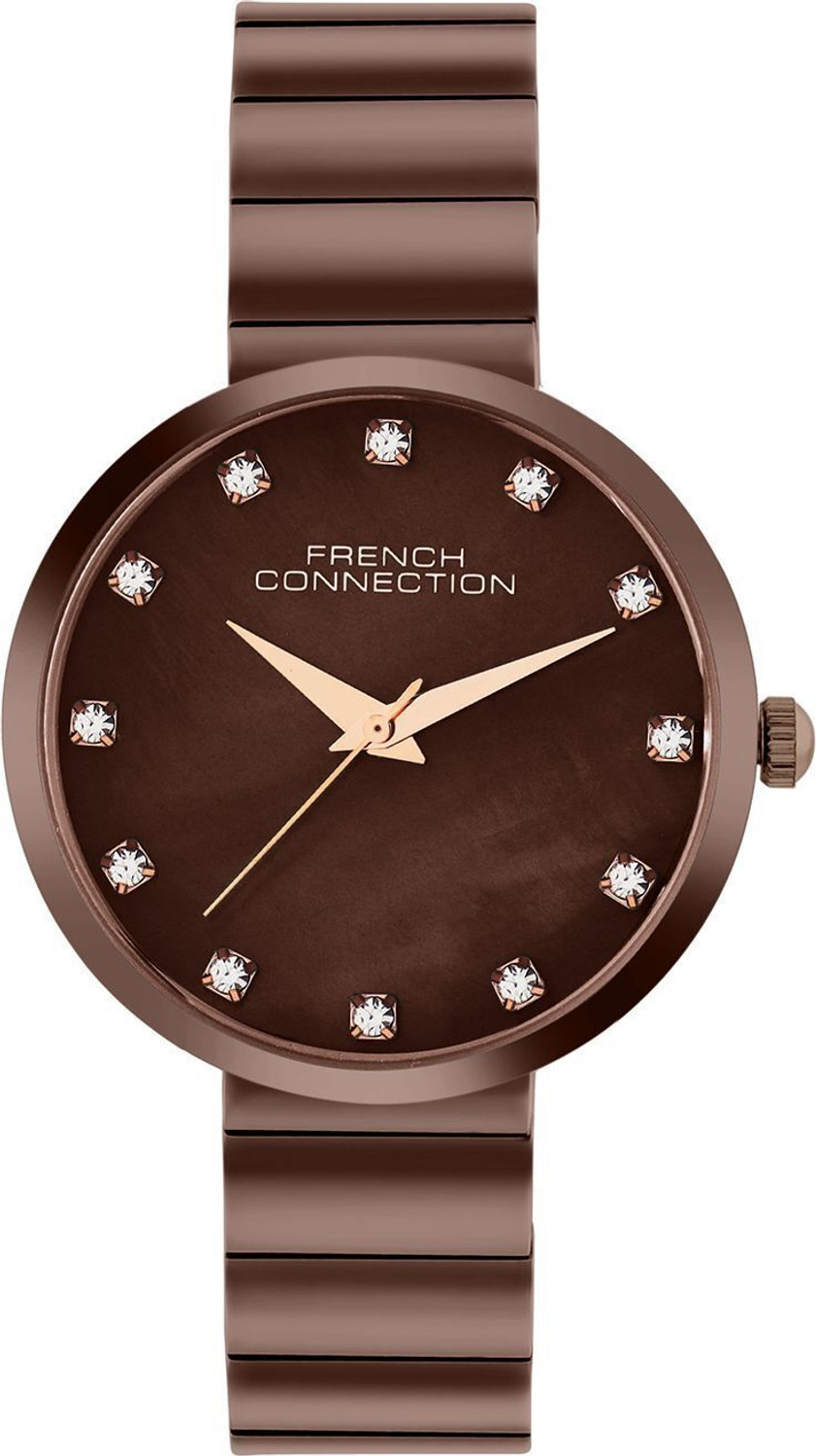 Image of French Connection Steelorra STEELORRA Rhinestones Brown MOP Dial | Women's Brown Analog Watch Analog Watch - For Women