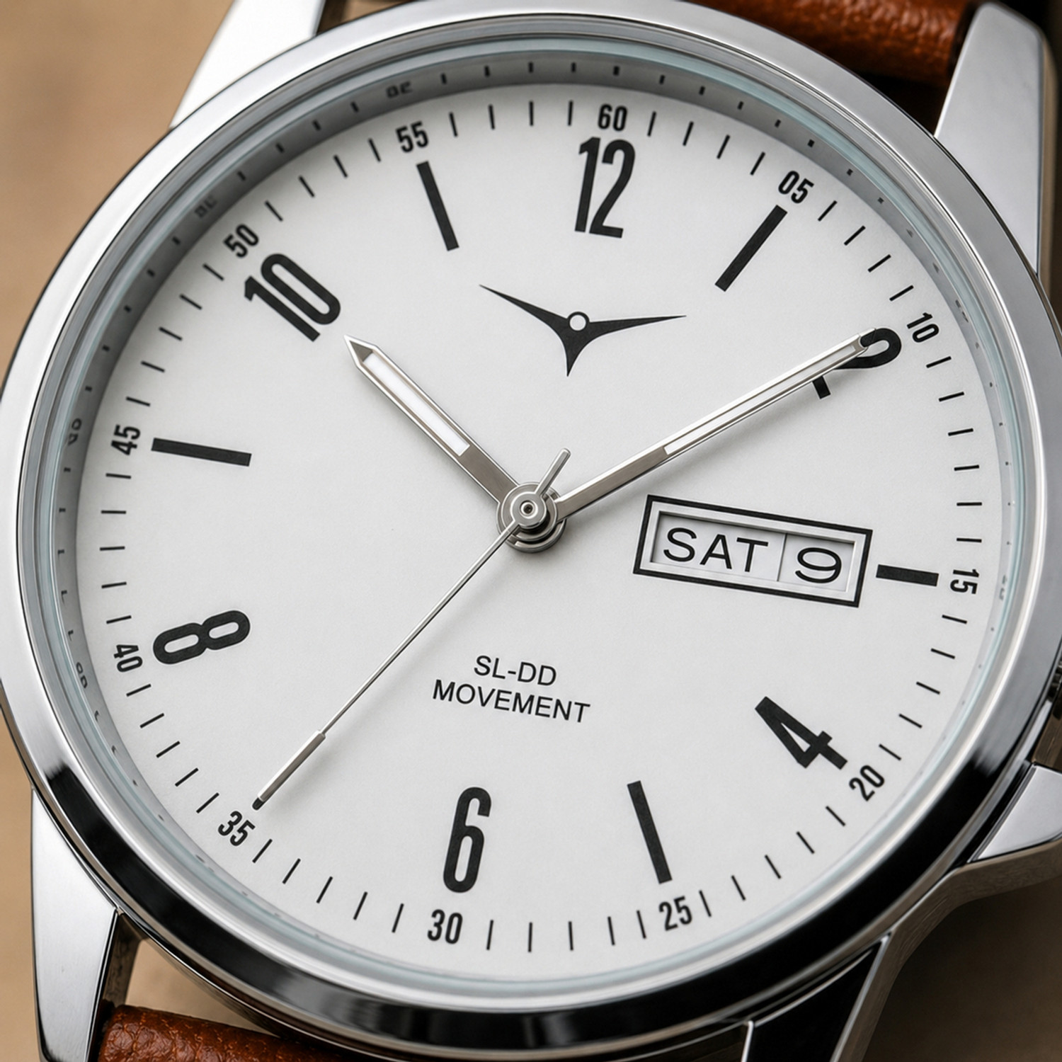 Image of NESTER L-NSM--41--WHITE BROWN L-NSM-41 LEATHER 20 MM Analog Watch - For Men