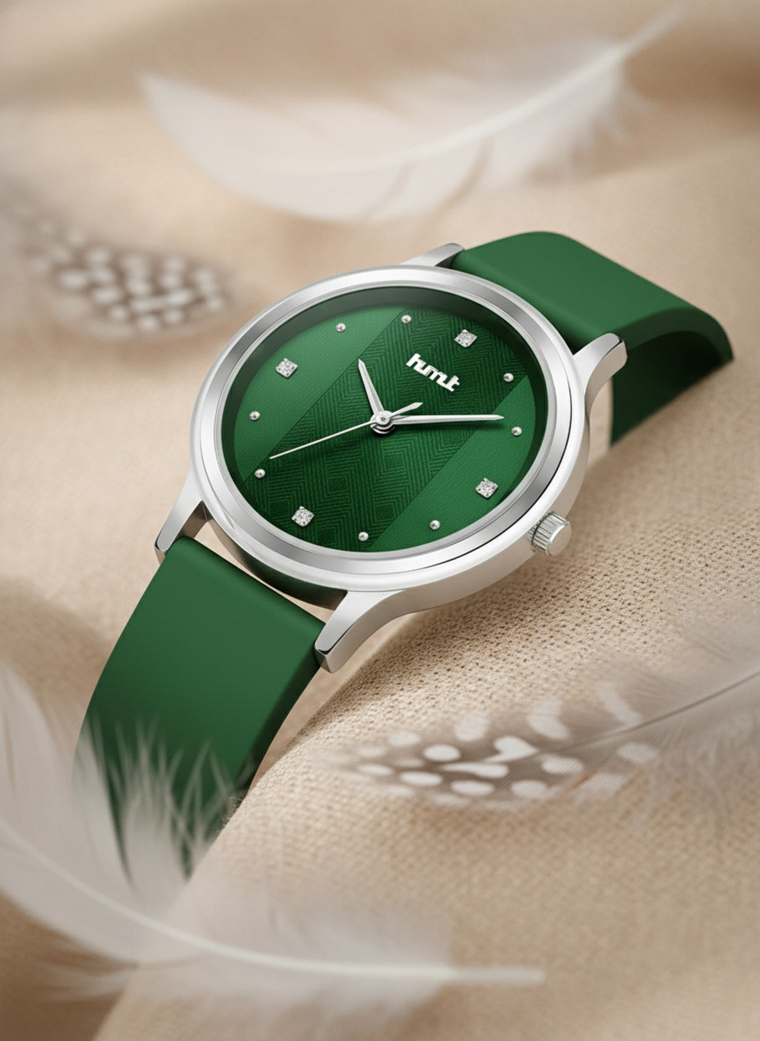 Image of HMT DLX Featuring Classy Pink Dial Silicon Strap Analog Watch - For Women