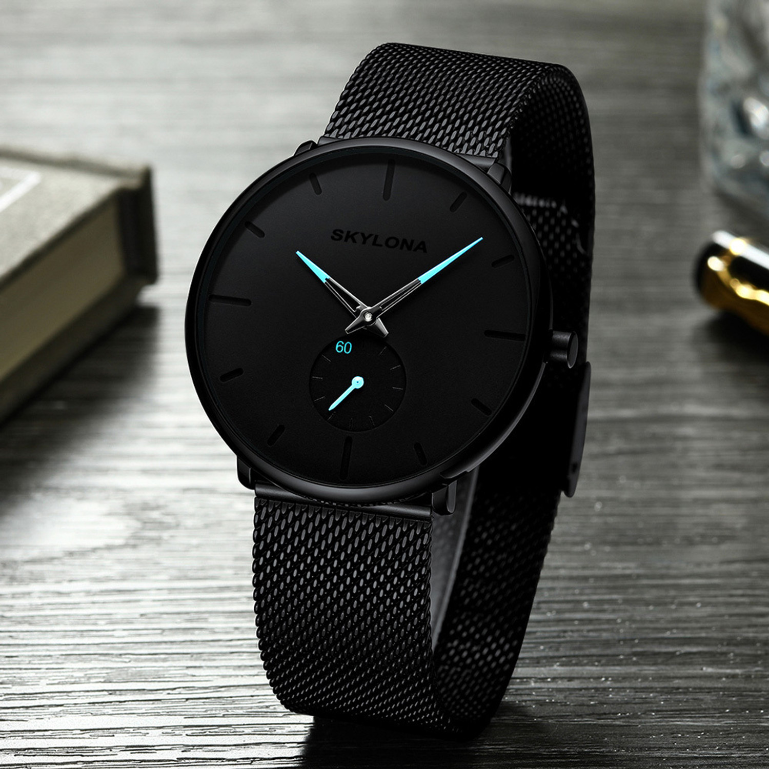 Image of SkyLona Slim Dial Stainless Steel Mesh Band -Waterproof Design Analog Watch - For Men