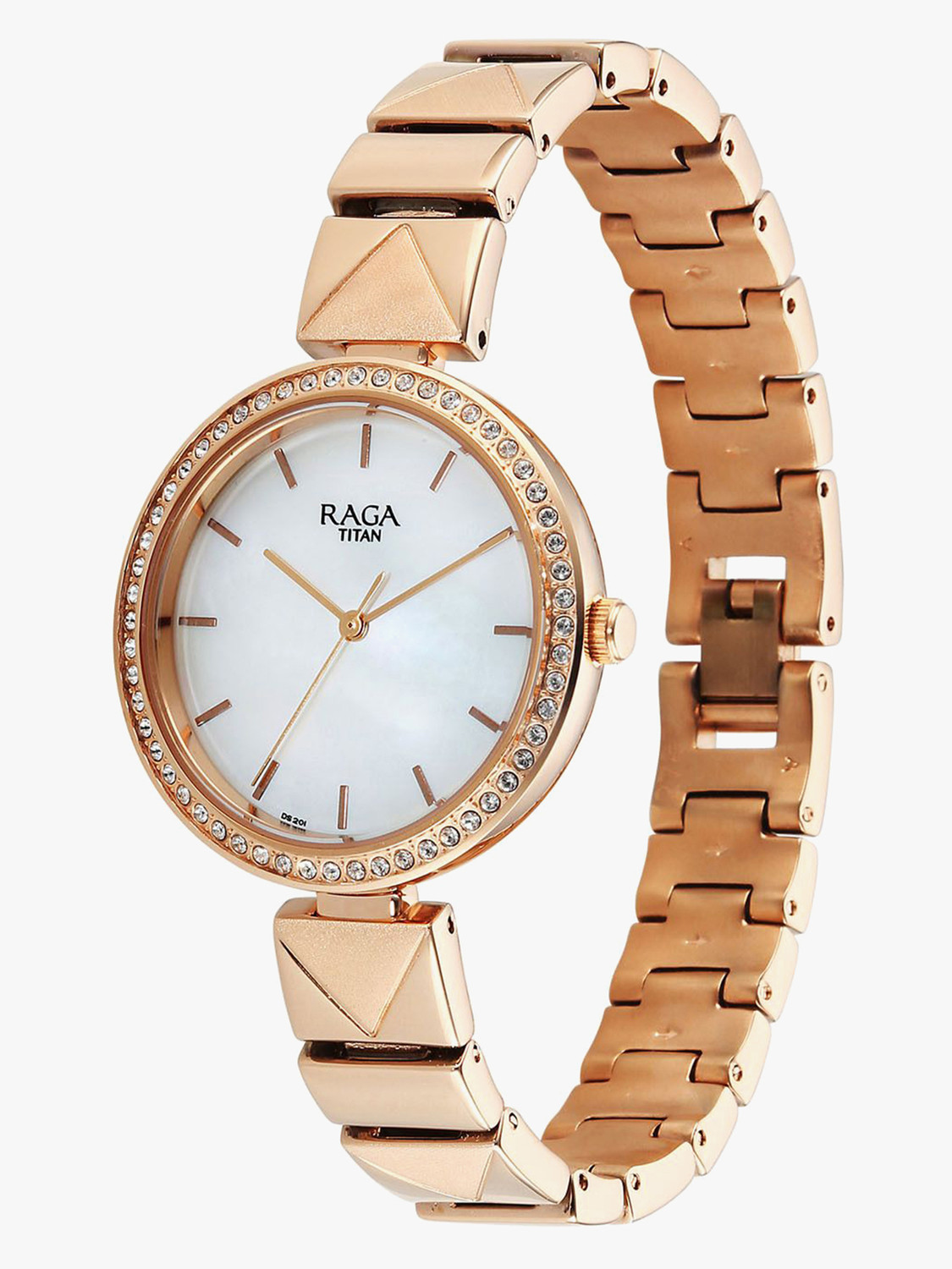 Image of Titan Raga Allure Raga Allure Quartz White MOP Dial Rose Gold Brass Solid Link Strap Analog Watch - For Women