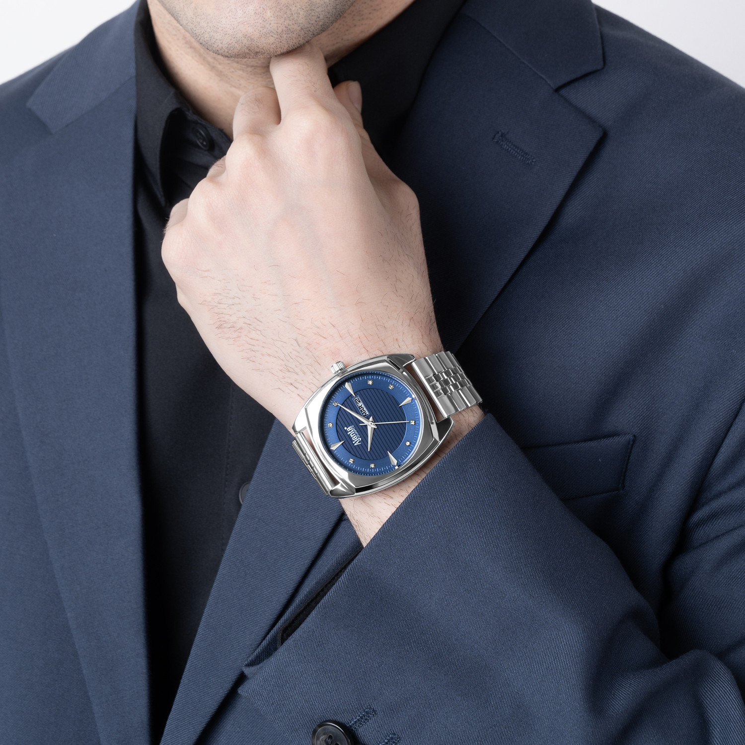 Image of AJANTA QUARTZ Analog Blue Dial Silver Stainless Steel Strap Watch For Men Analog Watch - For Men