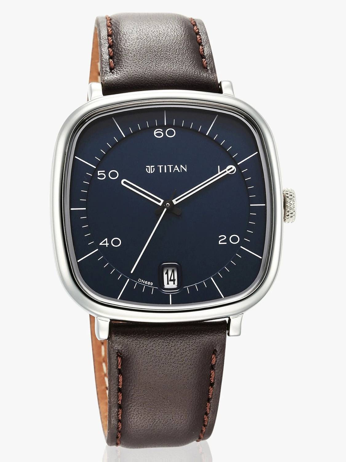 Titan Neo Curve Blue Dial Brown Leather Strap Watch - Image 3