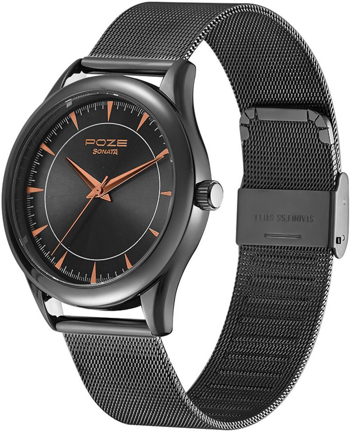 Image of SONATA Poze by Sonata Quartz Analog Grey Dial Stainless Steel Strap Watch for Men Analog Watch - For Men