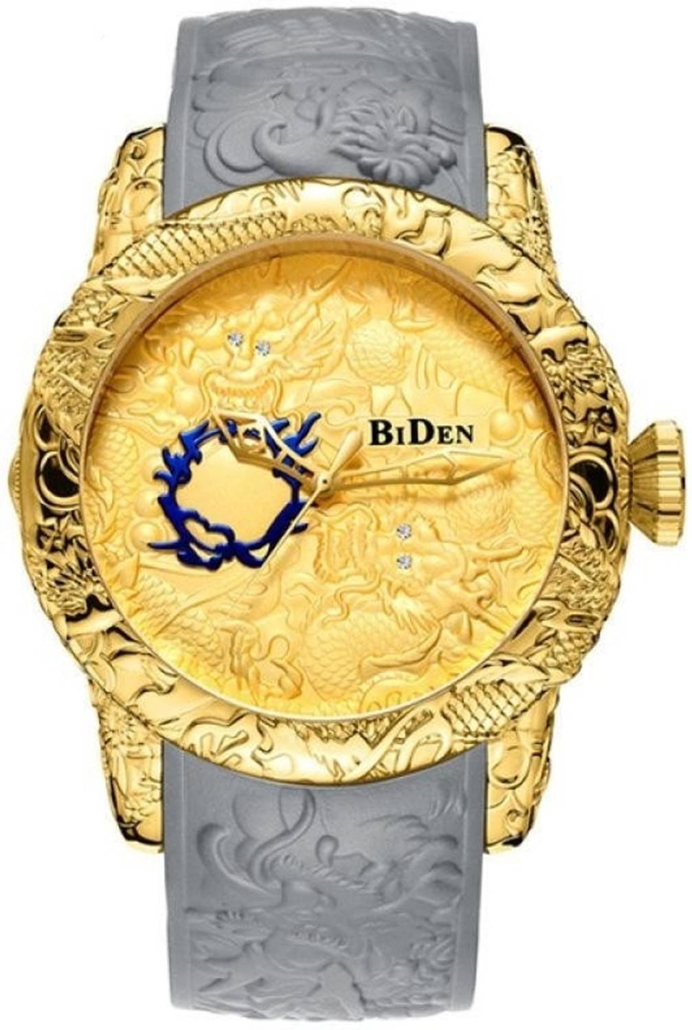 BIDEN Mens Watch Analog Dragon Dial Luxury Golden wrist Watch Analog Watch  - For Men