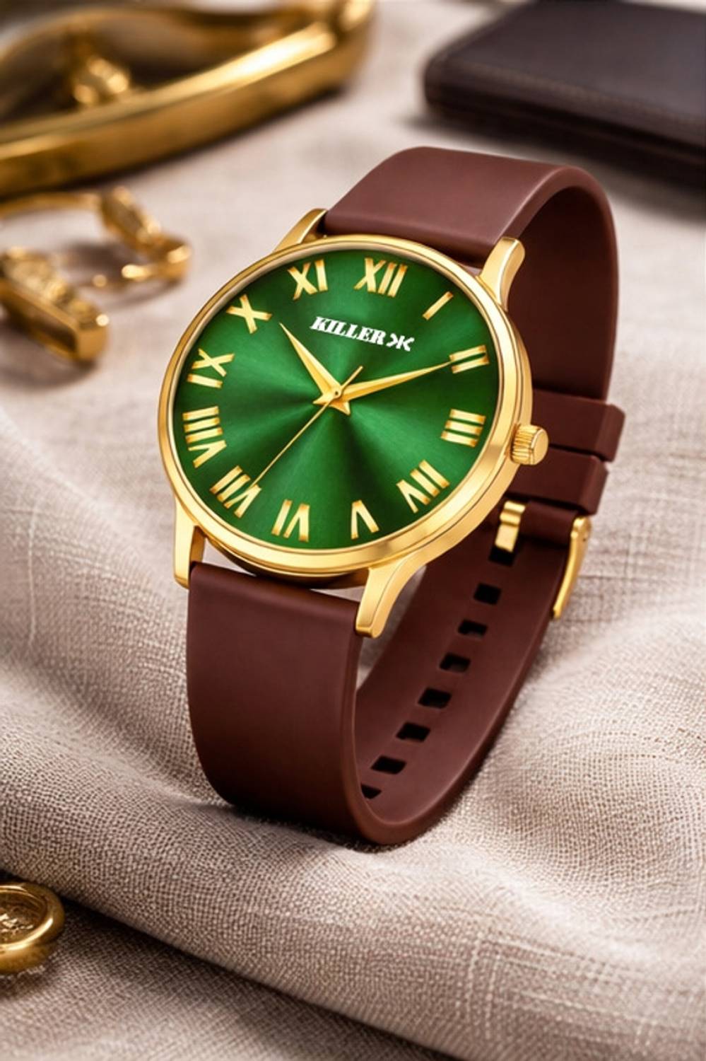 KILLER Gold & Green Minimalist Watch - Image 3