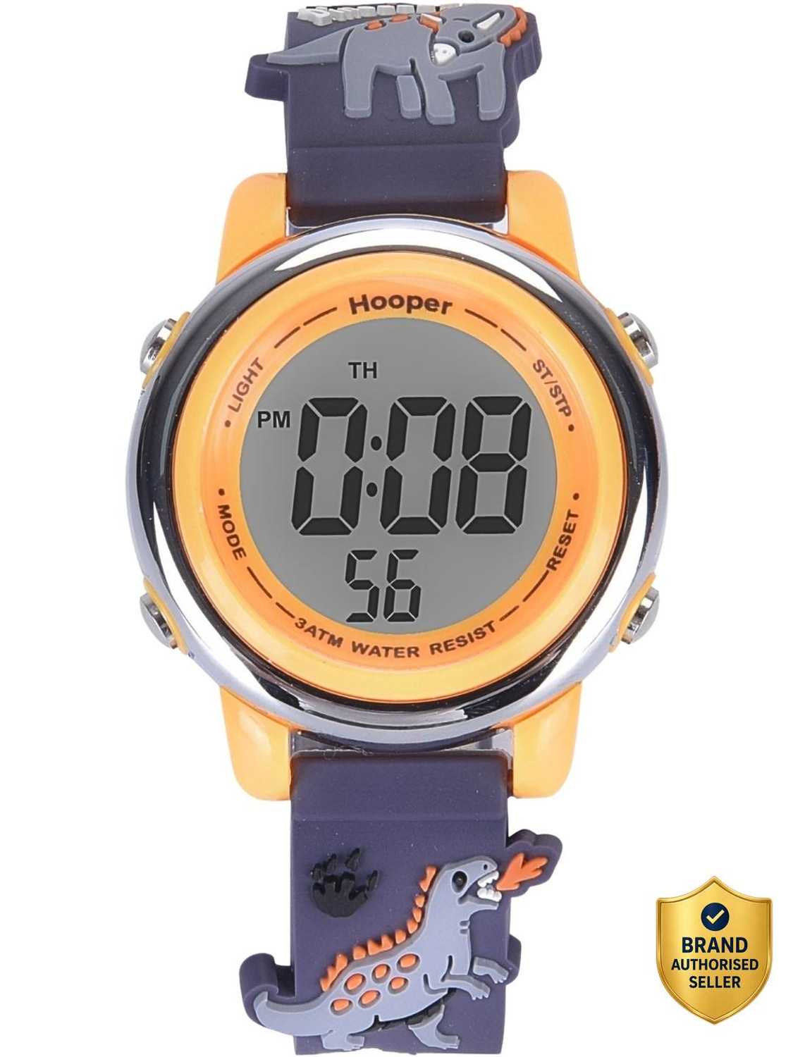 Image of Hooper Dinosaur Grey 3D Hooper 3D Kids Digital Watch, 7‑Color LED, Soft Silicone Strap, Age 5-10 Digital Watch - For Boys