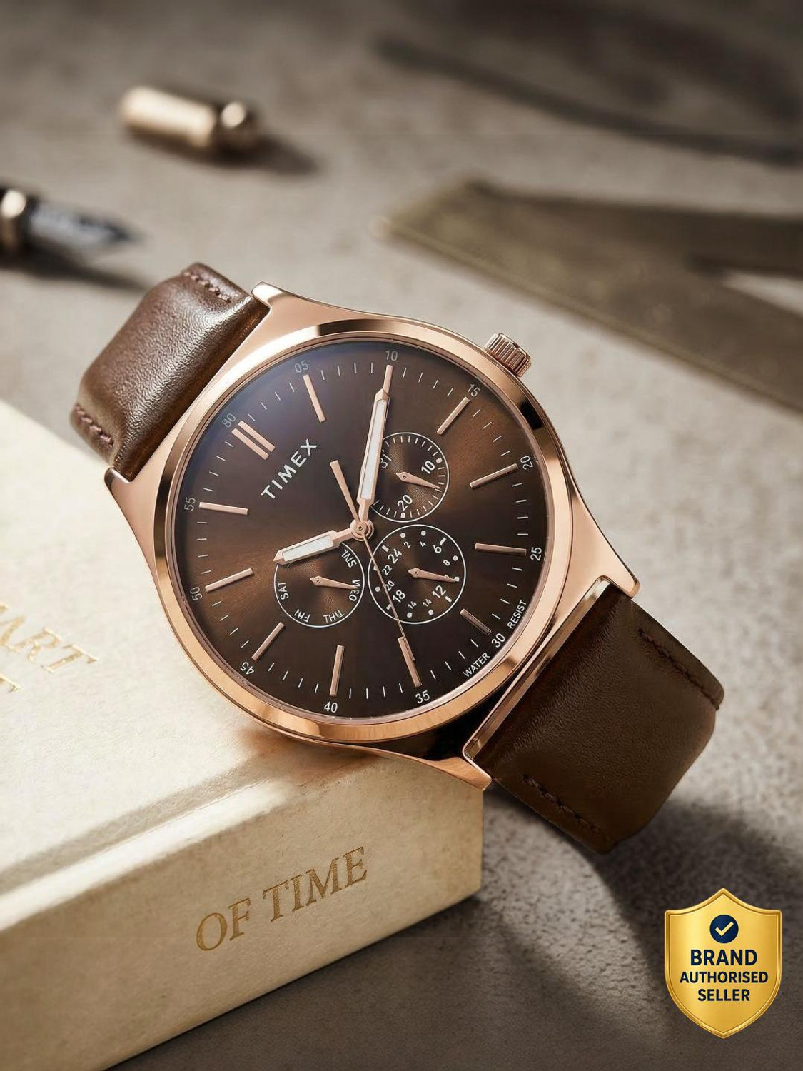 Image of TIMEX Multifunction Brown Dial Analog Watch - For Men