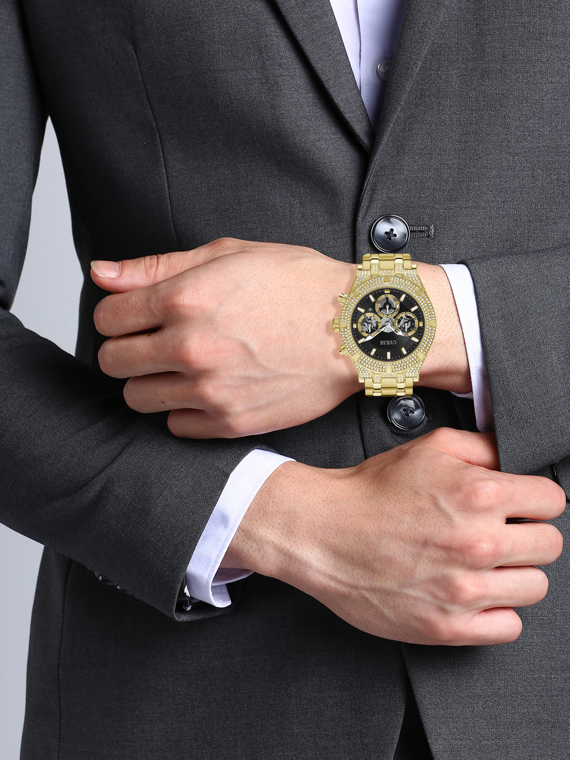 Image of GUESS Multifunction, Black Dial Analog Watch - For Men
