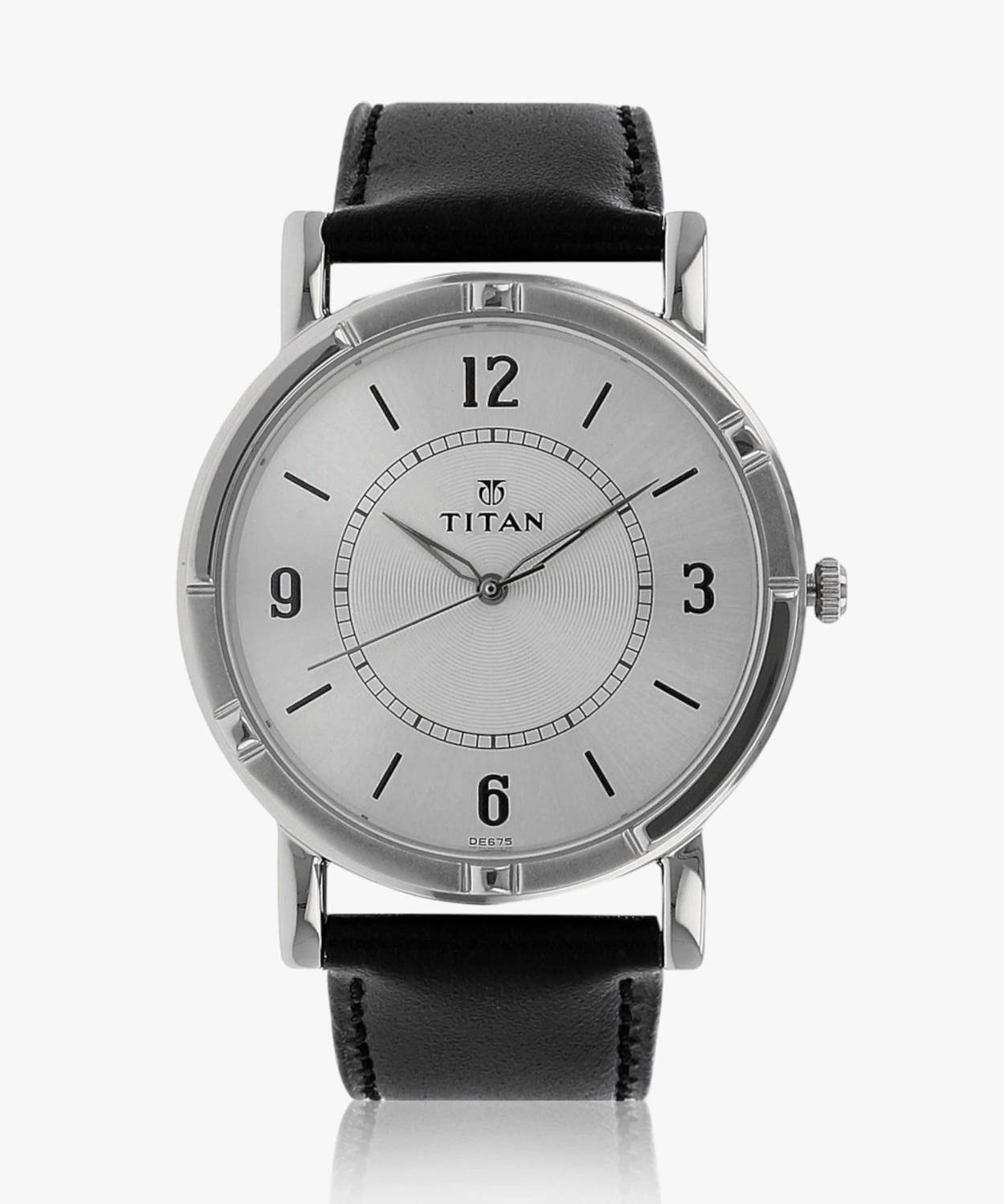 Titan Titan Quartz Silver Dial Black Leather Strap Analog Watch - For Men