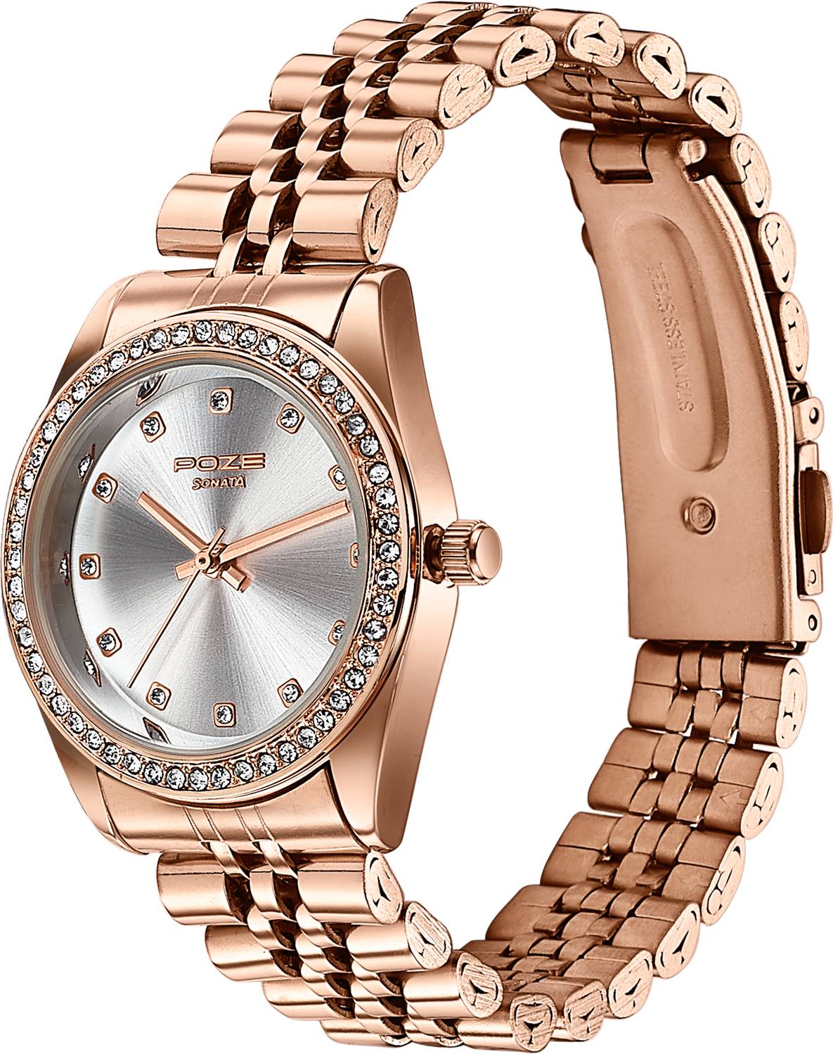 Sonata Poze Golden Hour Quartz Silver Round Dial Women's Watch - Image 4