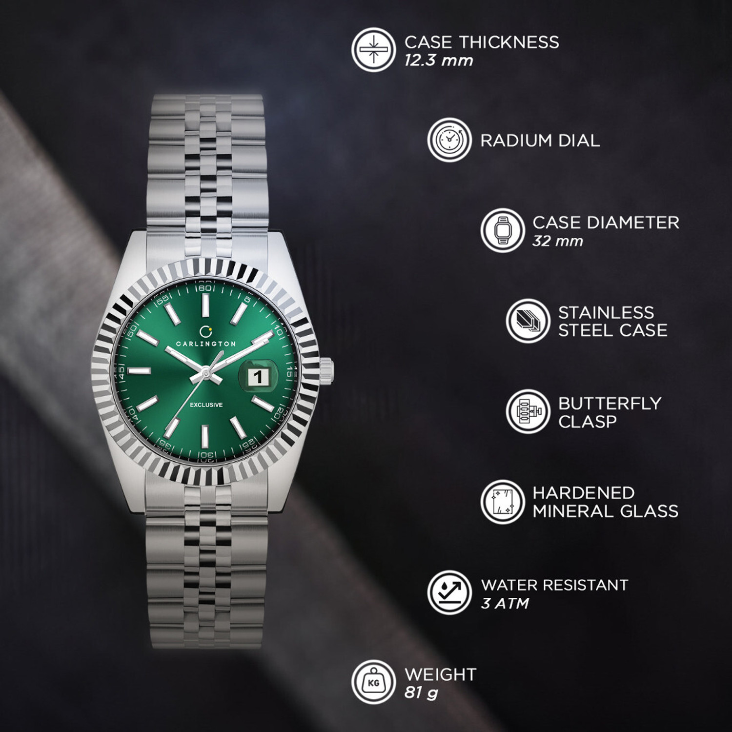 Image of Carlington 8811 steel green ladies Carlington exclusive Series Premium Ladies Wrist Watches Analog Watch - For Women