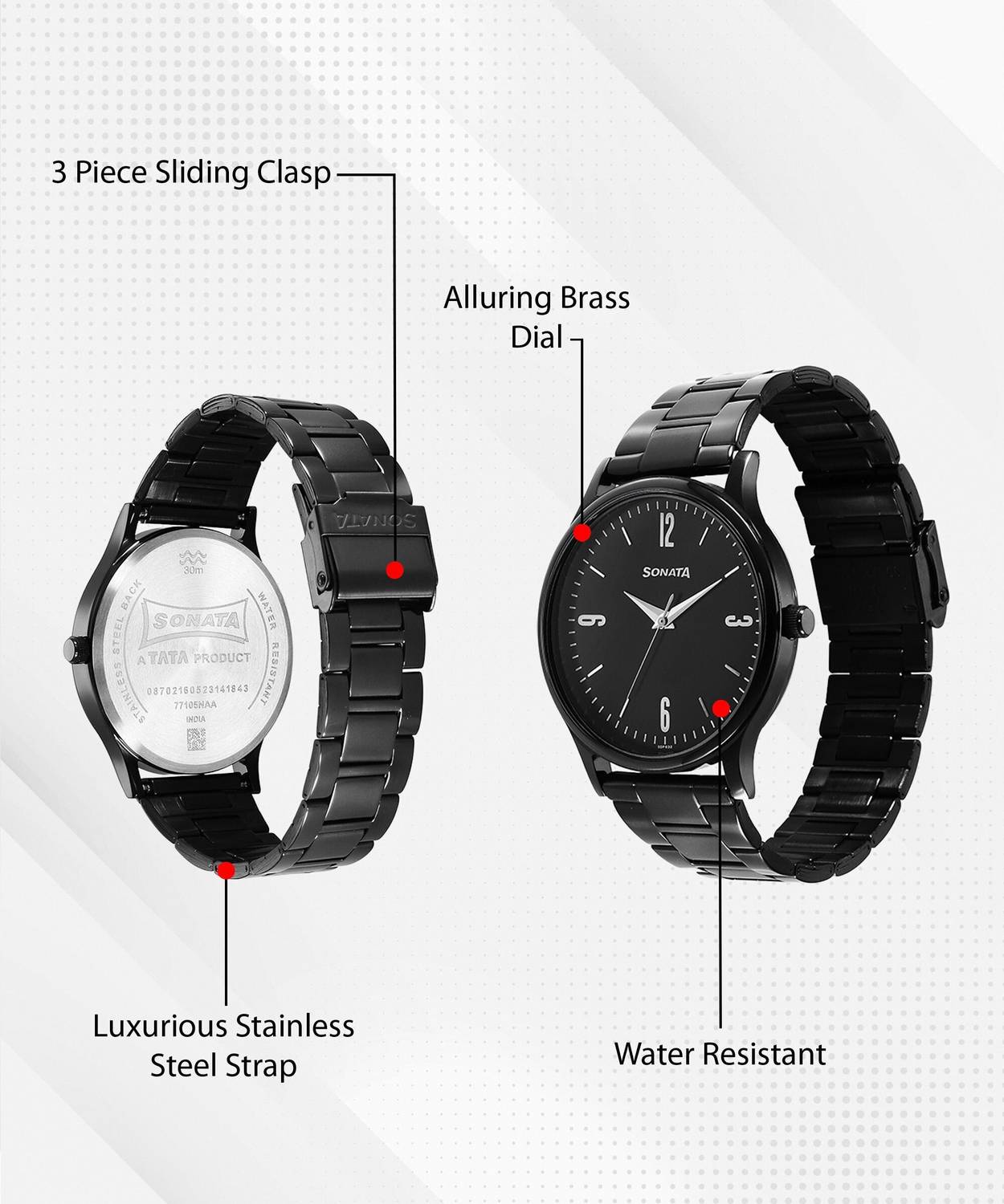 Sonata Aspire Black Dial Men's Watch - Image 2