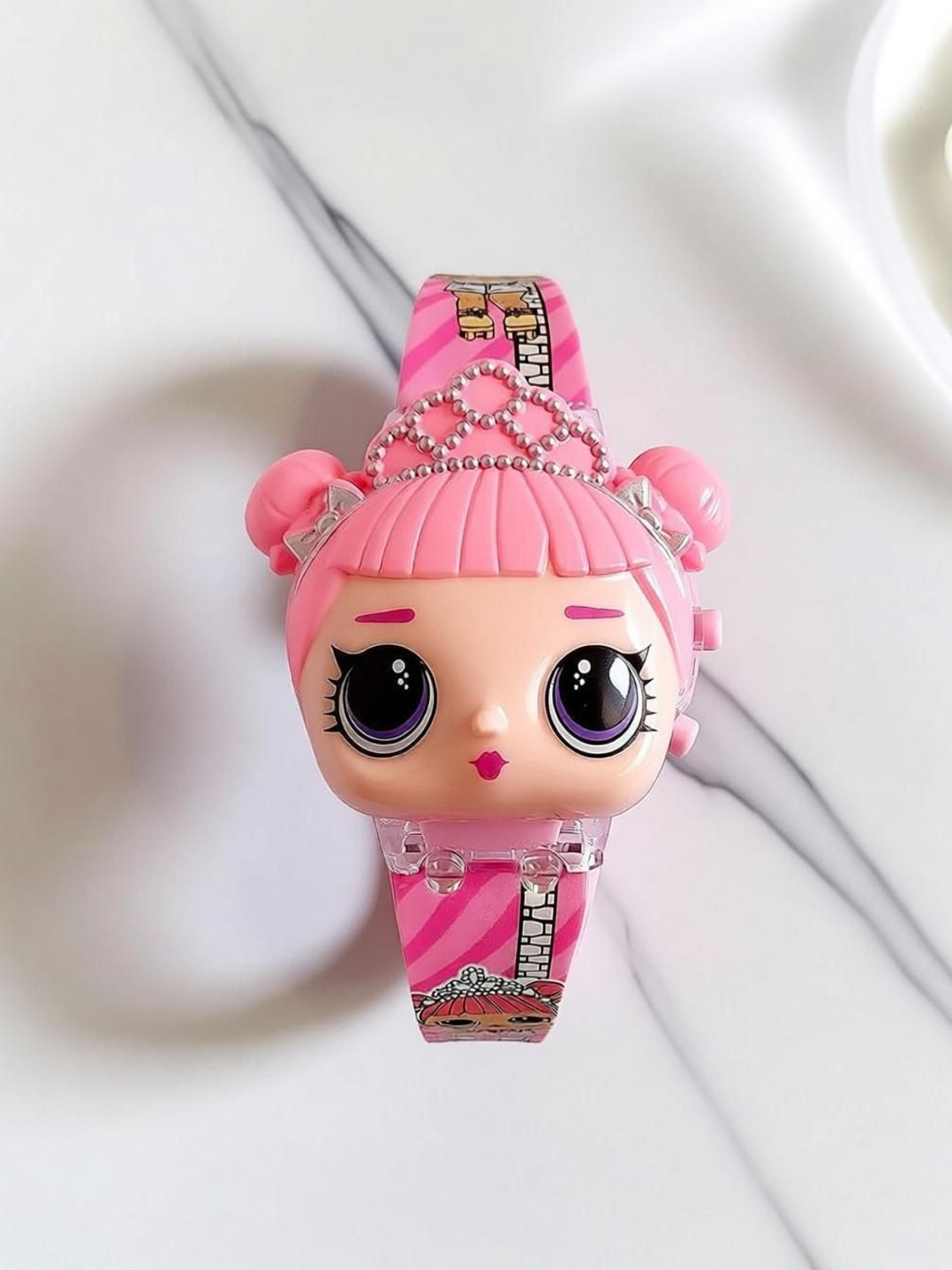 Image of Elhify Gift For Kids Cute Cat Glowing Light and Disco Music Digital Watch for Kids Digital Watch - For Girls 3D Action Figure Lol Music Face Based Toy Design Digital Glowing & Music Watch