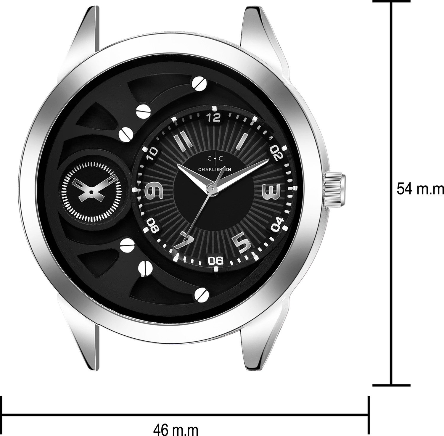 Image of PROVOGUE Fashionable Silver Case with Textured Black Dial Analog Watch - For Men