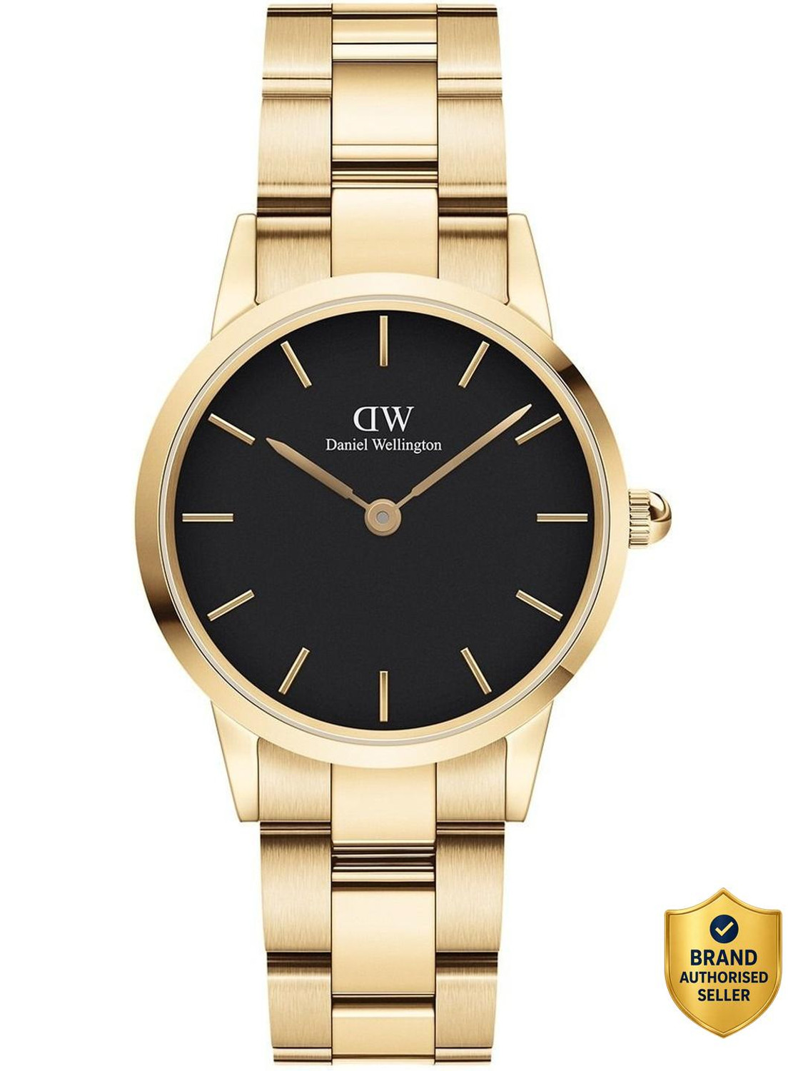 Image of DANIEL WELLINGTON Iconic Link 28mm Black Dial Analog Watch - For Women