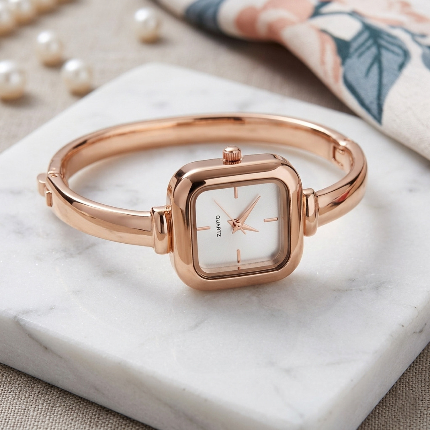 Image of WiseWalker Women & Girls Rose Gold Square Dial Bangle Watch Analog Watch - For Women