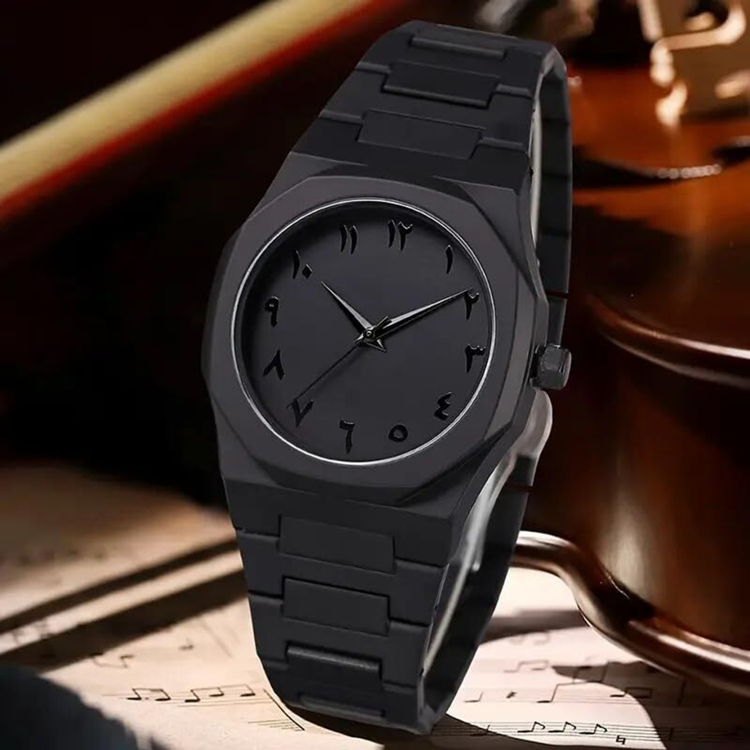Image of K&K Arabic Aura Black Arabic Aura Analog Watch - For Men & Women