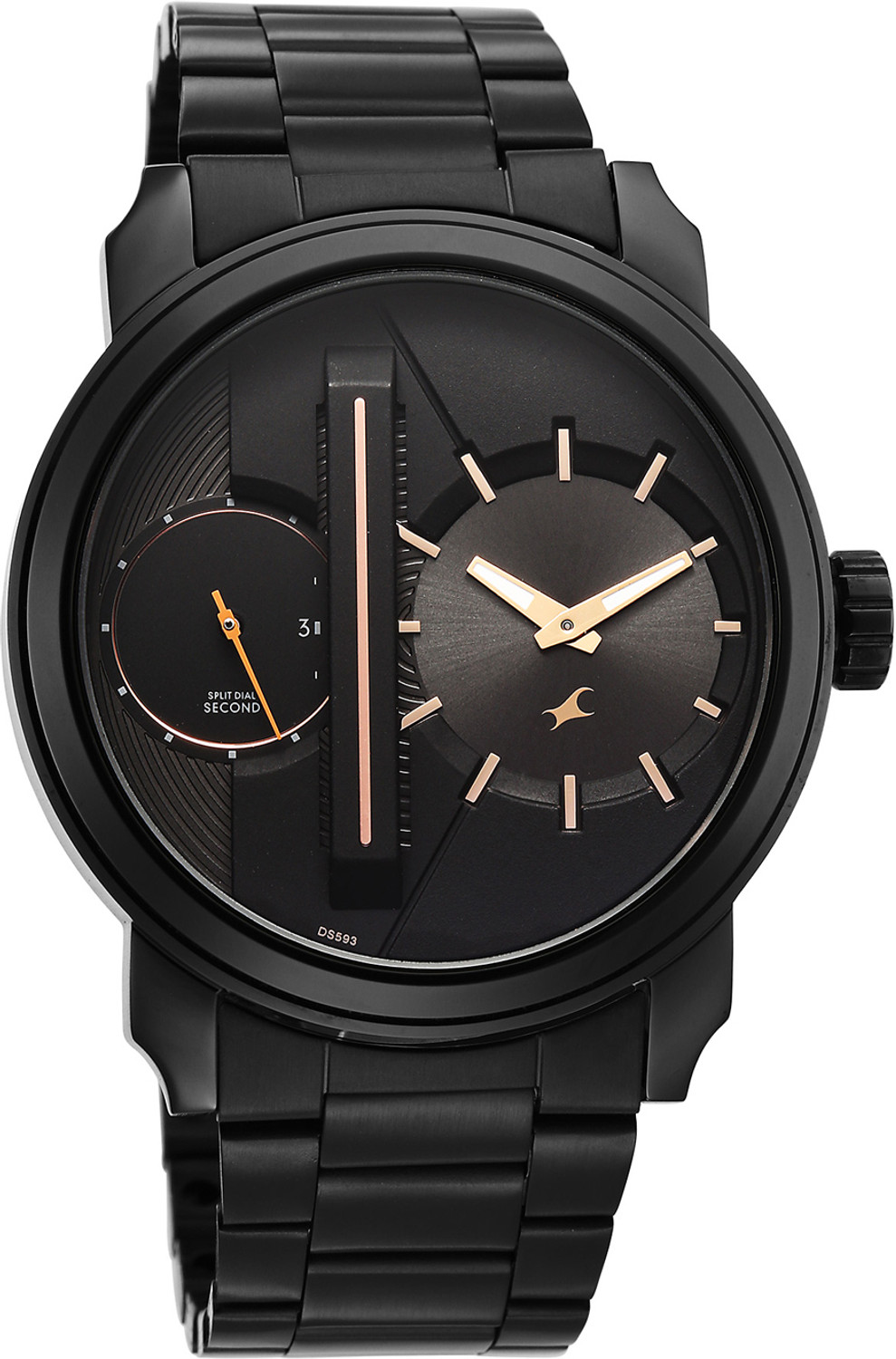 Image of Fastrack Fastrack Pulse IV Quartz Black Dial Black Stainless Steel Strap Analog Watch - For Men