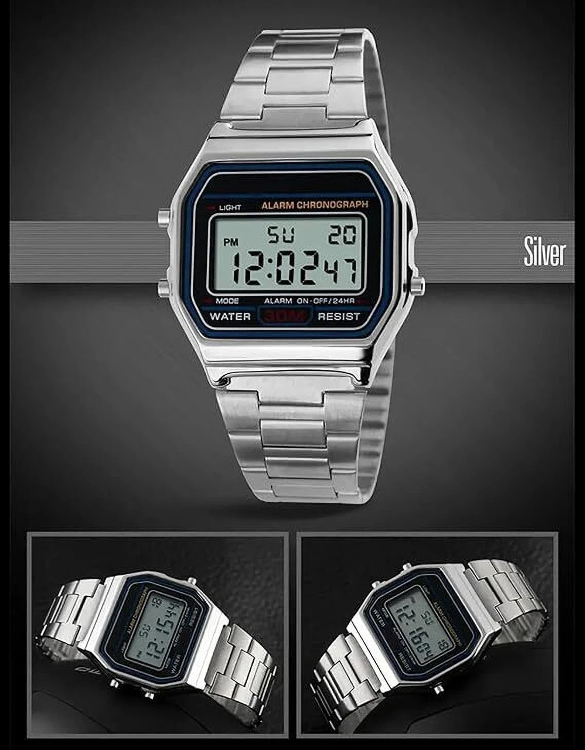 Image of QUANTEX CASIO Vintage Square Dial Unisex Digital Watch - For Men & Women