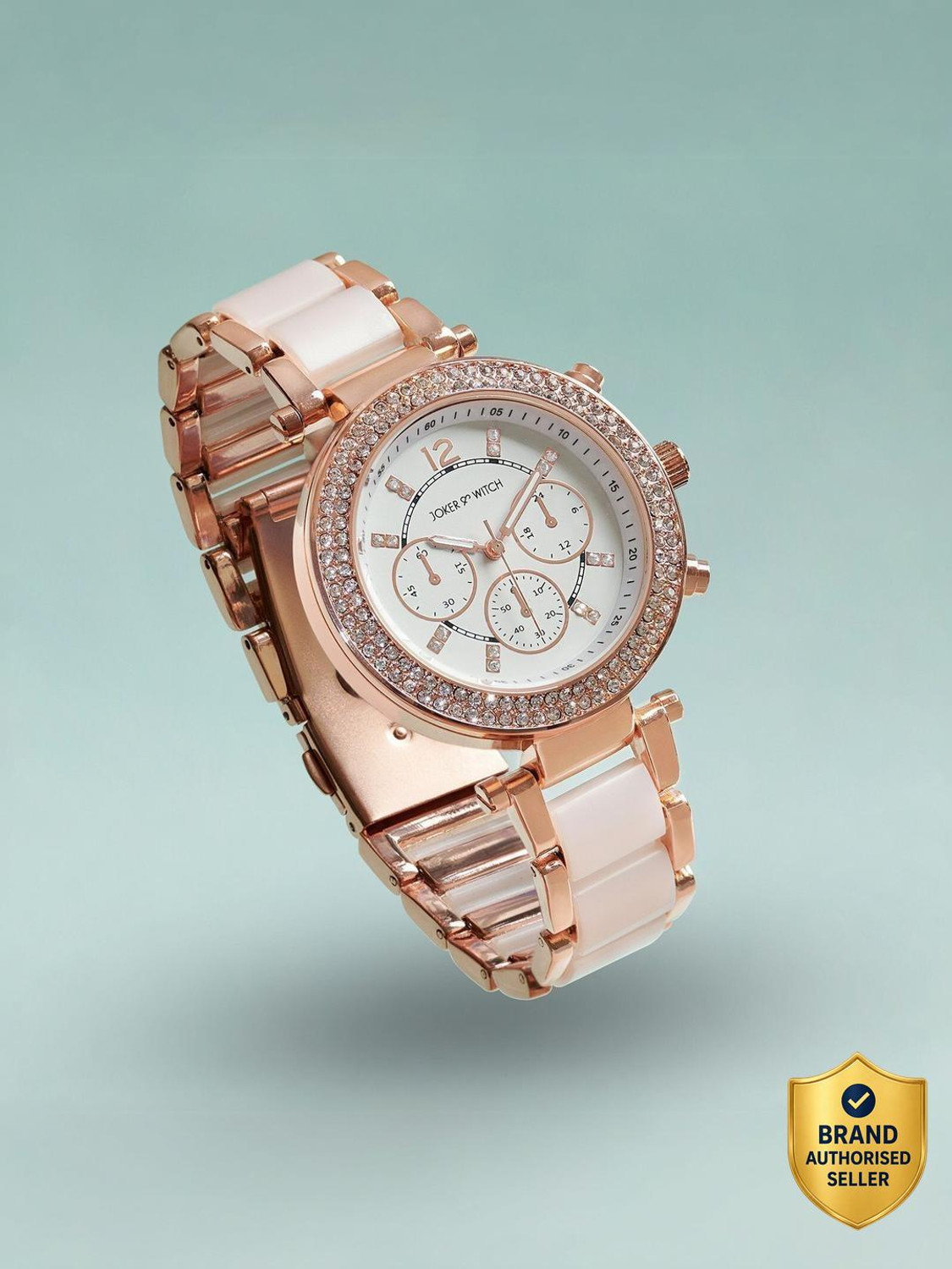 Image of Joker & Witch Joker and Witch Suzanne Rosegold And White Ceramic Metallic Strap Watch Analog Watch - For Women