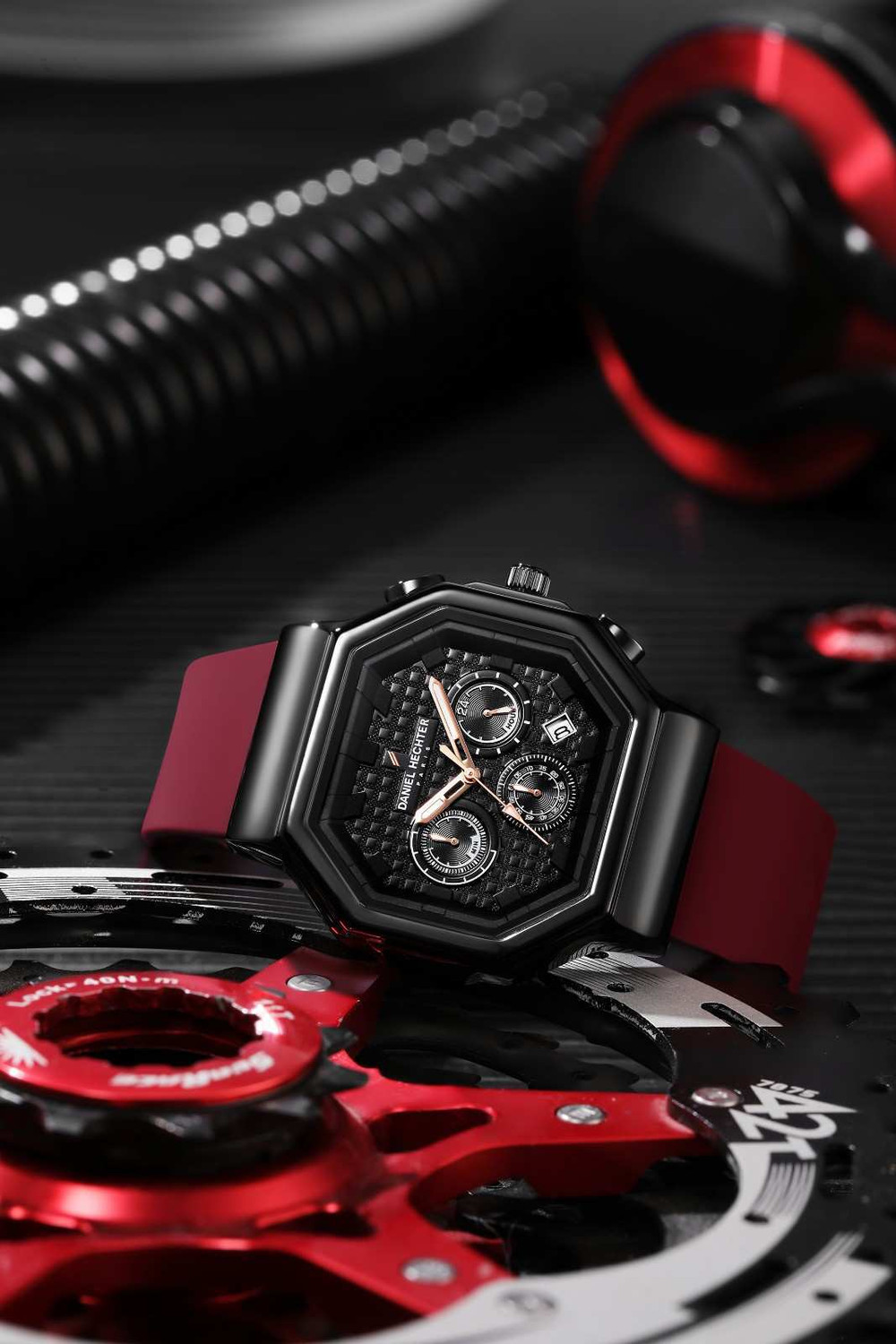 Image of DANIEL HECHTER Model DHM1018 Analog Red Dial Men's Watch Analog Watch - For Men