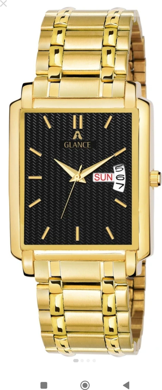 Image of Aglance 1506YM01 Golden dial 1506YM03 Black Dial Master Piece of Square with Day & Date Functions Analog Watch - For Men