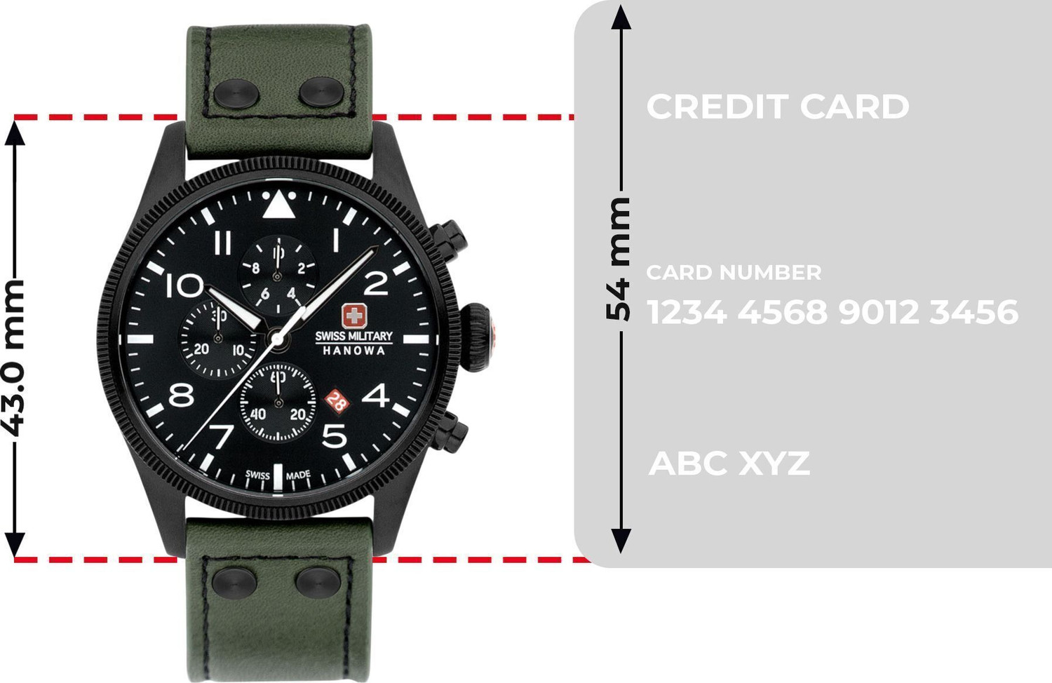 Image of Swiss Military Hanowa THUNDERBOLT CHRONO | Swiss Made Men's Chronograph Green Watch | Dated Black Sunray Dial Analog Watch - For Men