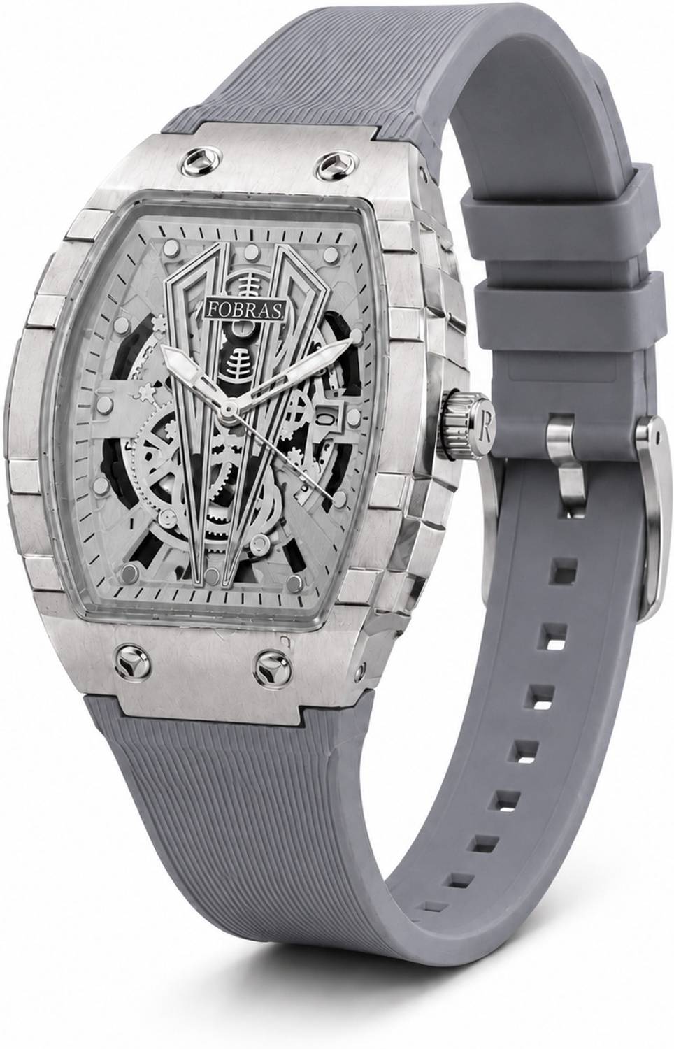 K&K Premium Skeleton Analog Watch for Men Grey - Image 1