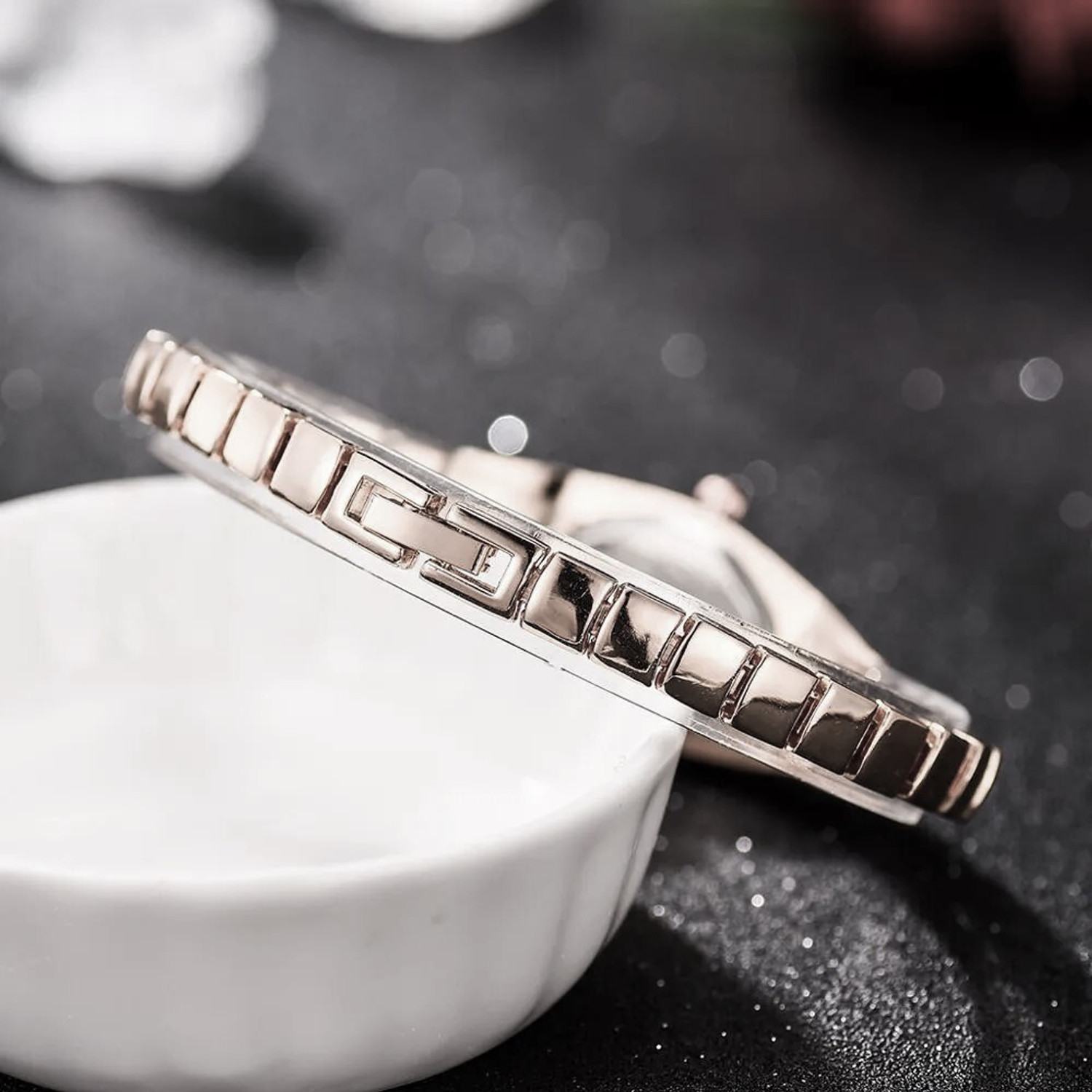 Image of RENAISSANCE TRADERS gold silver diamond premium gorgeous partywear pretty beautiful designer wedding Analog Watch - For Women cute fancy fashion