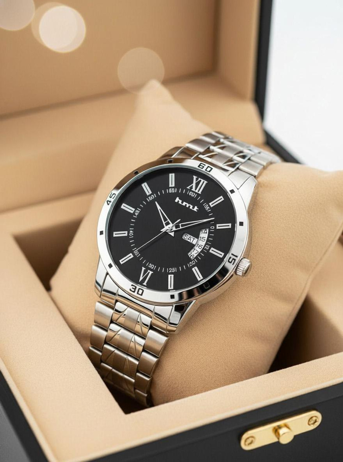 Image of hmt QUARTZ Exclusive Premium Plated Dial Chain Day & Date Functioning Analog Watch - For Men