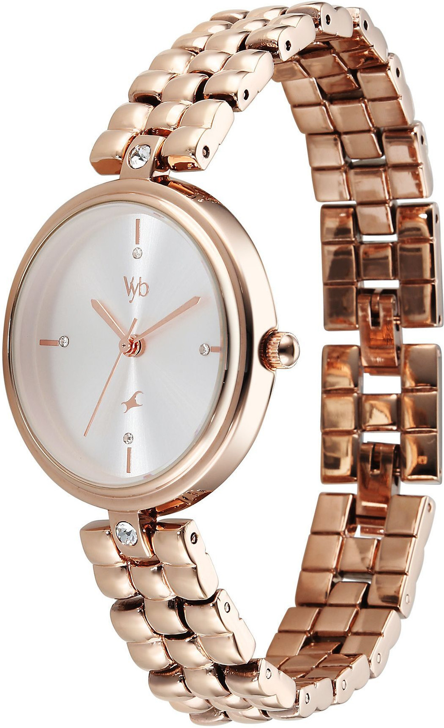 Image of Fastrack Vyb Iconique Fastrack Vyb Iconiqu� Quartz Silver Dial Rose gold Strap Analog Watch - For Women