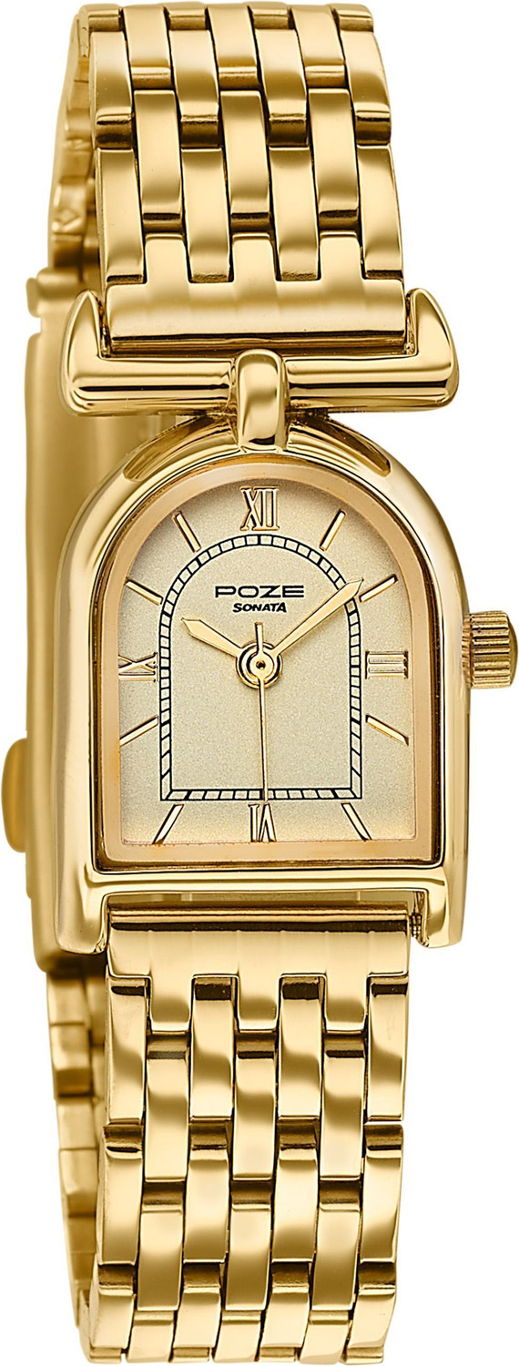 Image of SONATA Poze 8 Poze 8 Quartz Gold Dial IPG Alloy Watch & Jewellery Combo Analog Watch - For Women