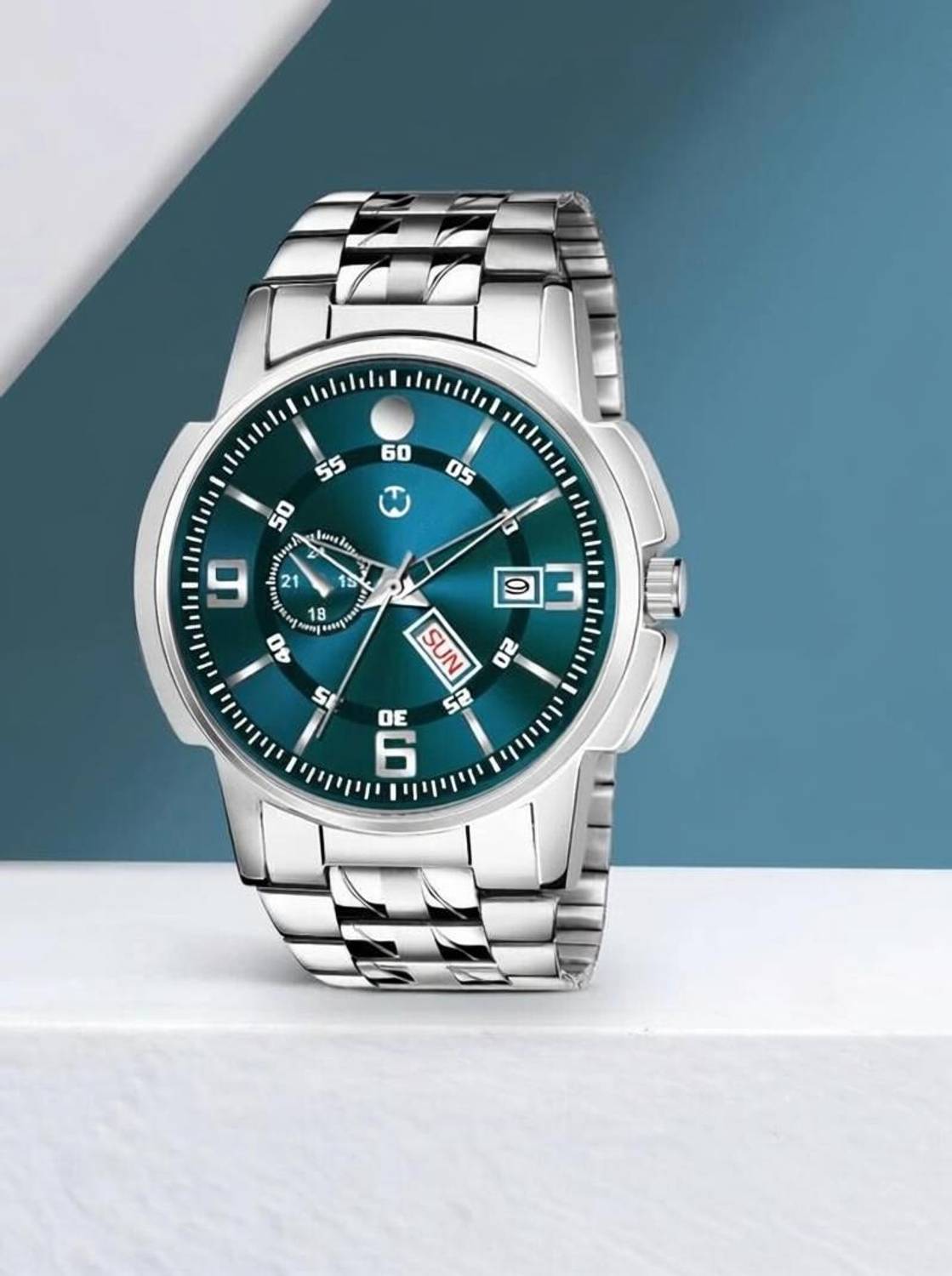 WIZARD TIMES EH-226-GREEN Men's Watch Silver Stainless Steel Chain