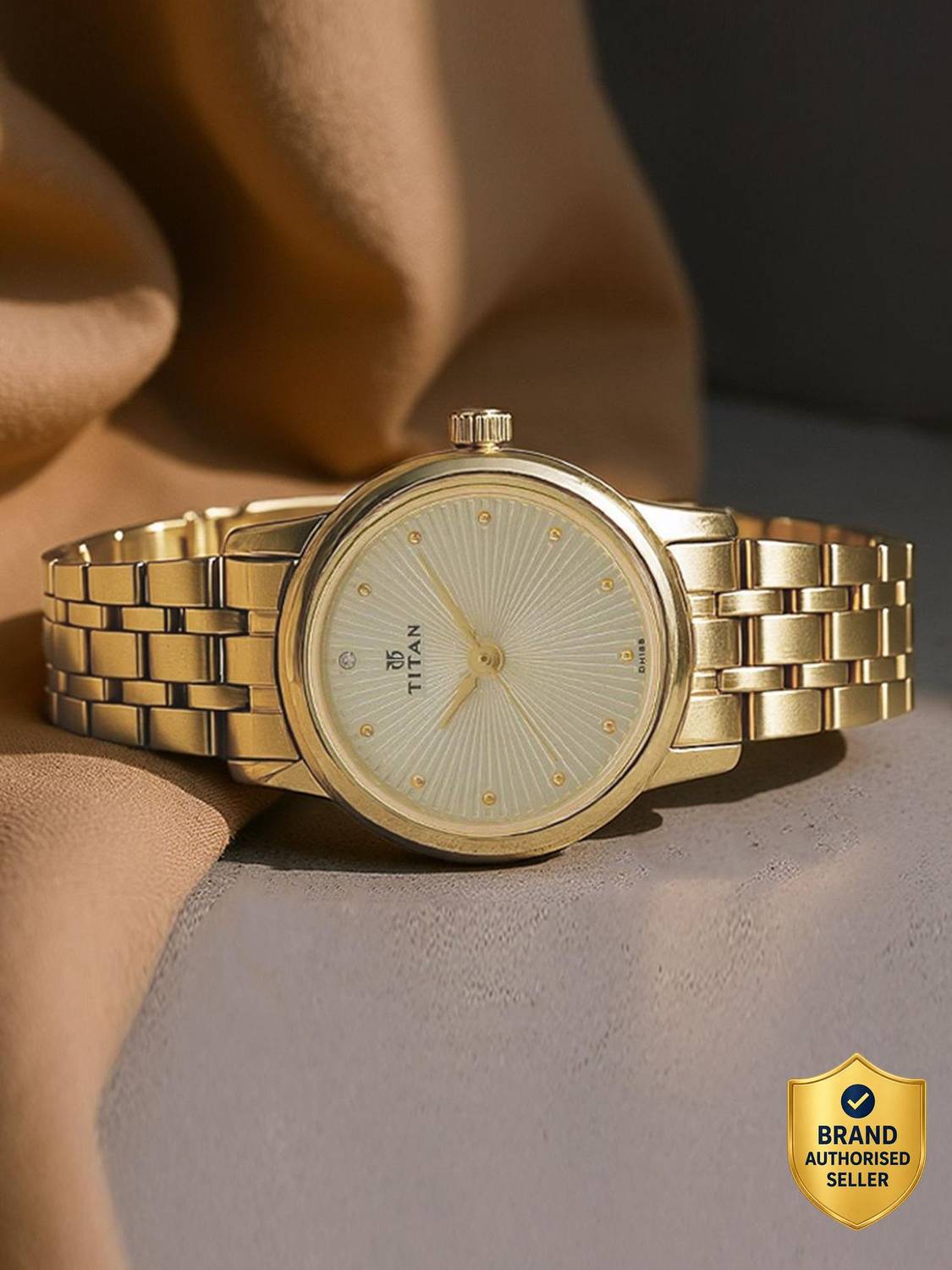Titan Karishma Champagne Dial Golden Watch
